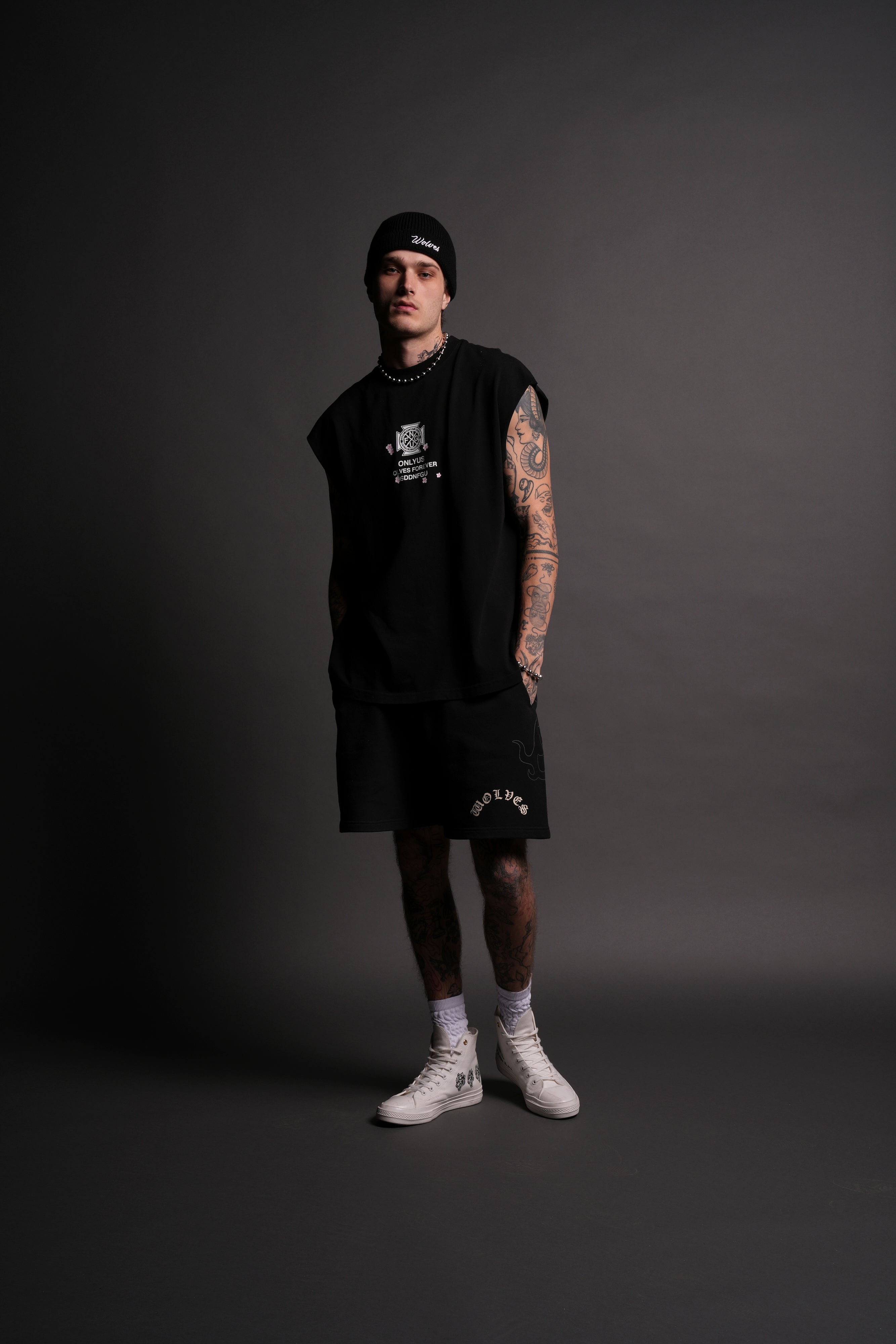 Live Or Die Oversized Post Lounge Sweat Shorts in Black