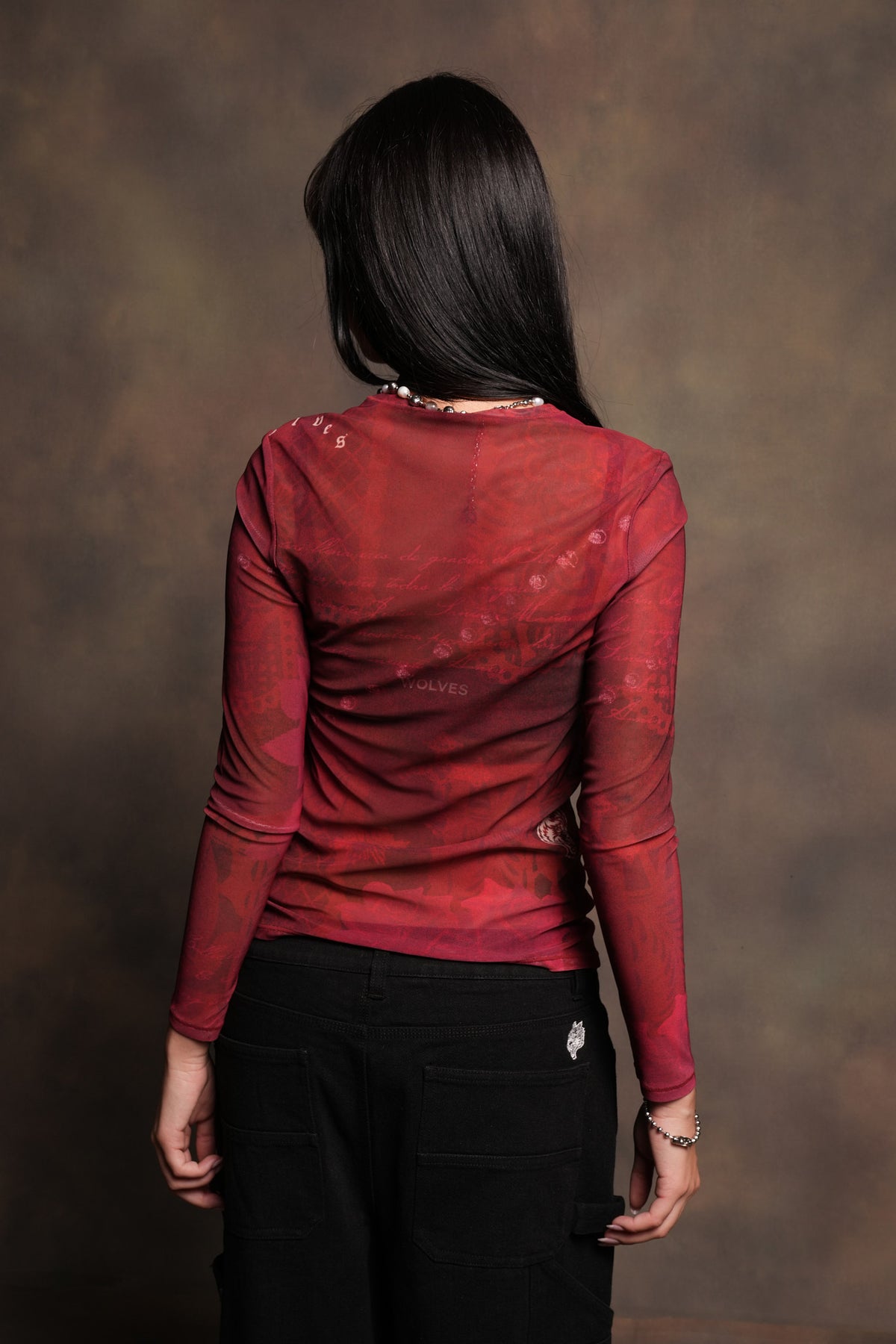 Devocion Eterna Shea Mesh Ls Top In Sacred Sorrow