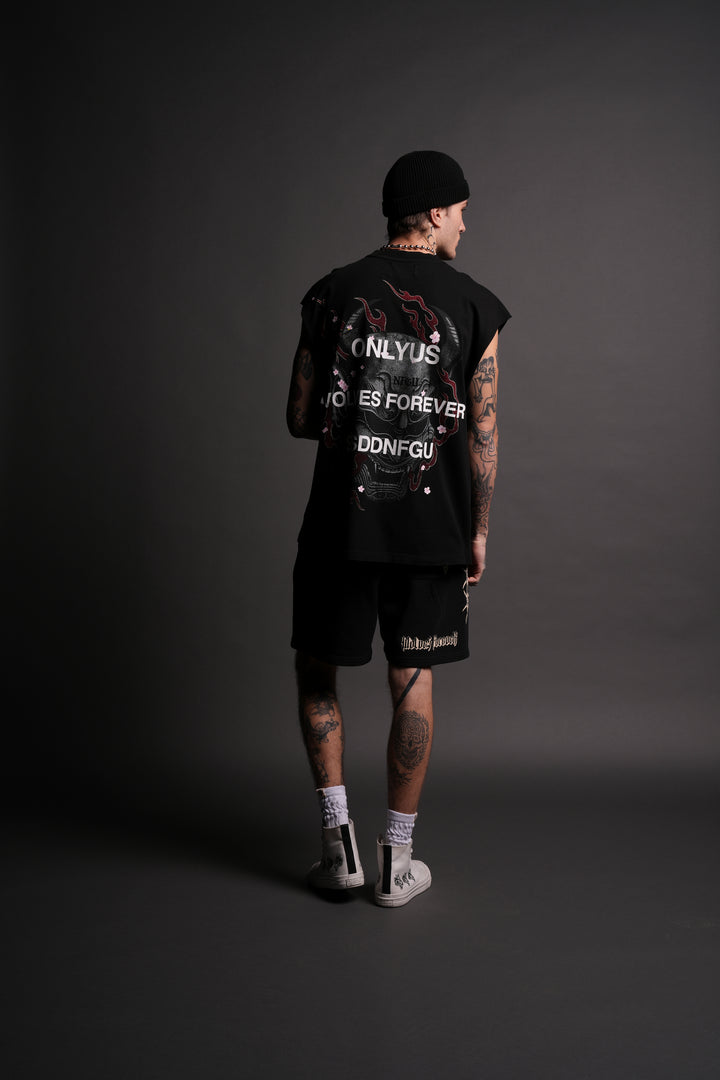 Live Or Die Oversized Post Lounge Sweat Shorts in Black