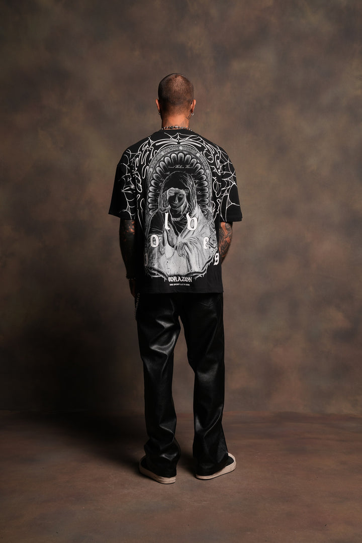 Sacred Lady Premium Oversized Tee In Black