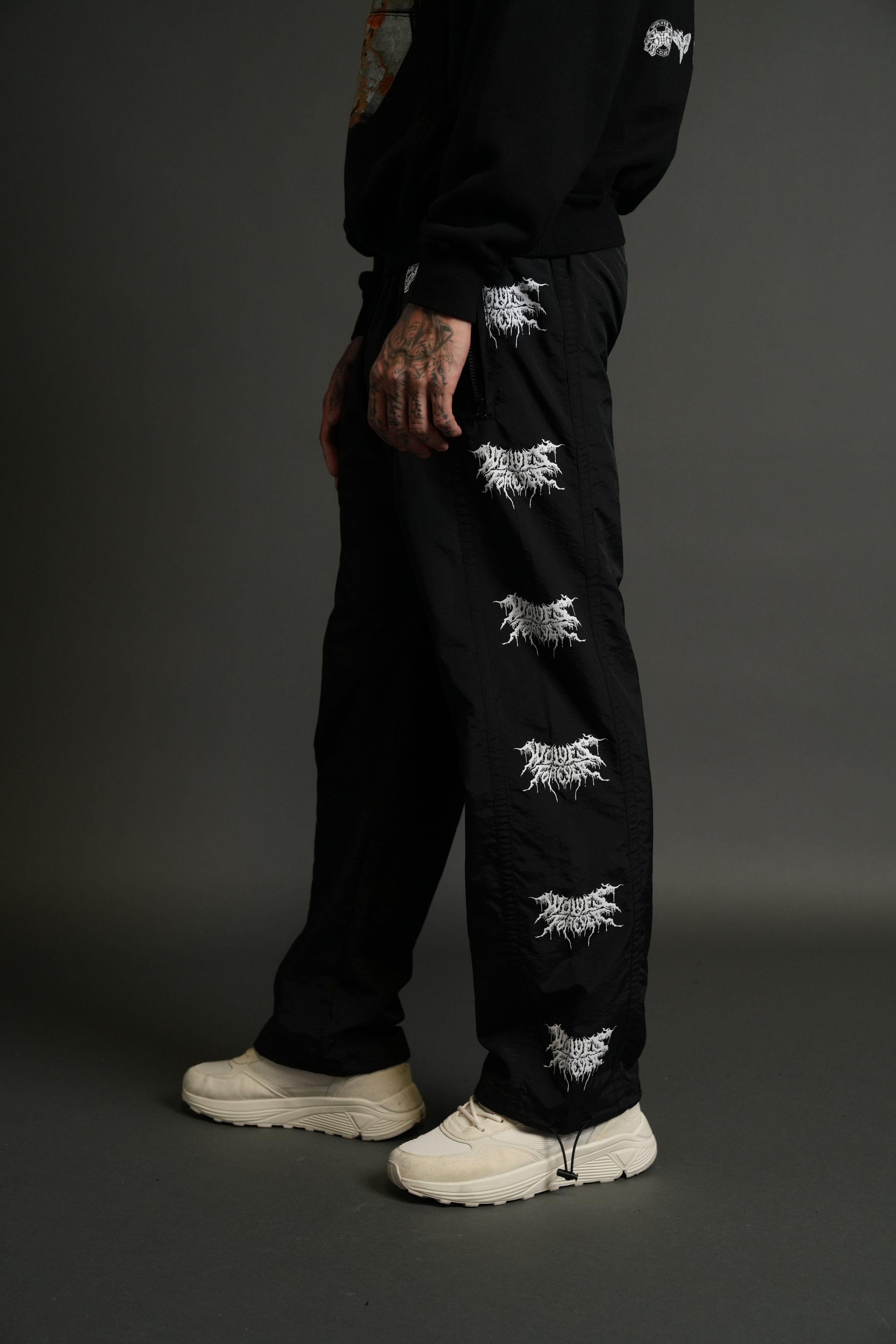 Drip Hesh Remind Track Pants in Black/White
