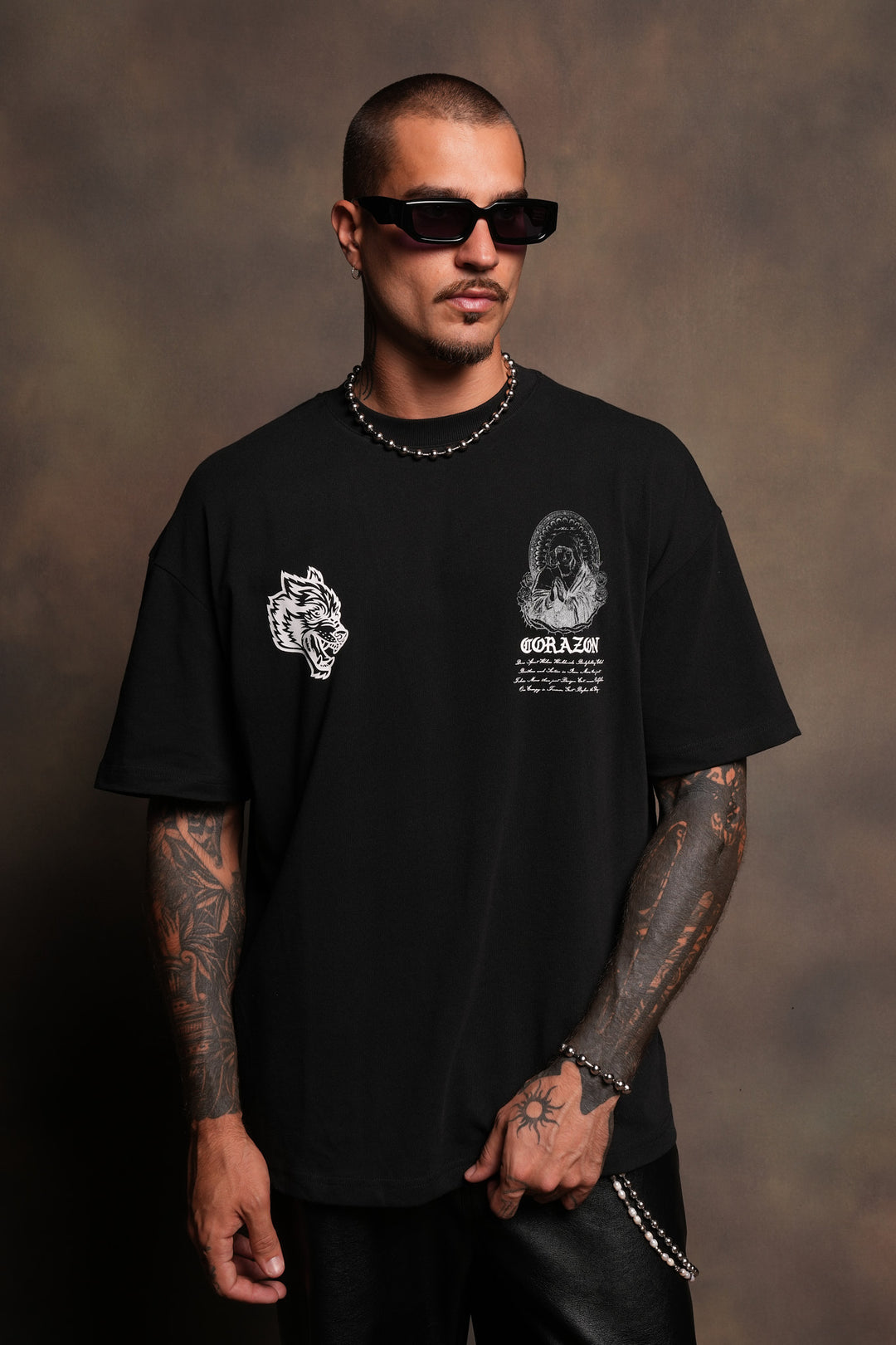 Sacred Lady Premium Oversized Tee In Black