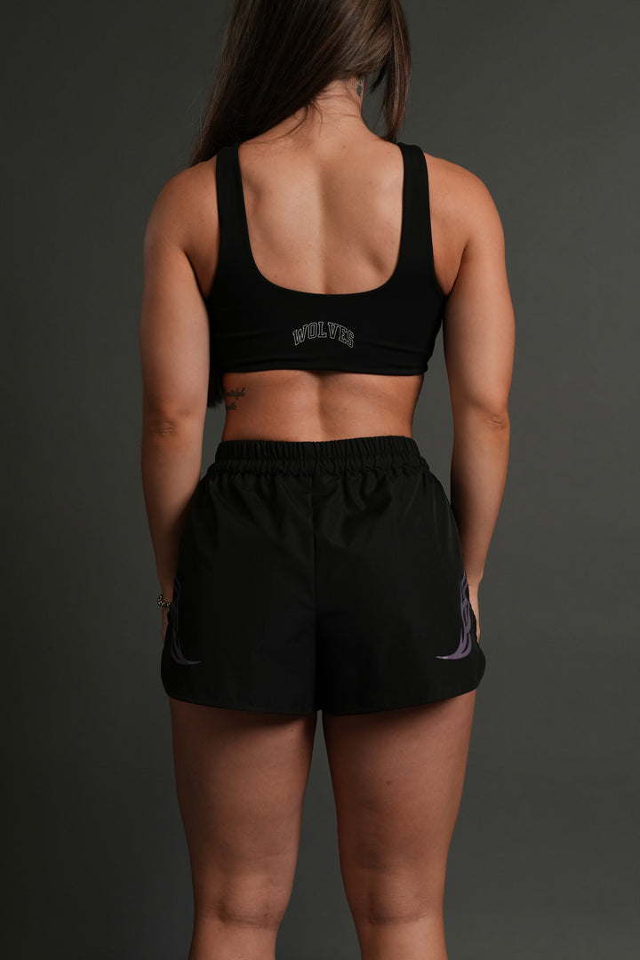 Dual Finite Code She Nadia Track Shorts in Black