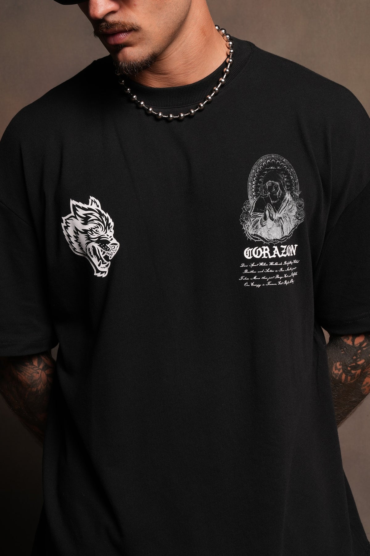 Sacred Lady Premium Oversized Tee In Black