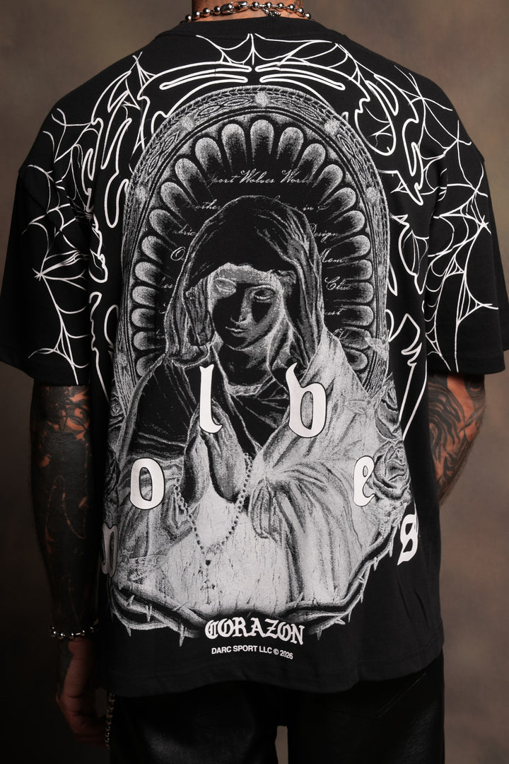 Sacred Lady Premium Oversized Tee In Black