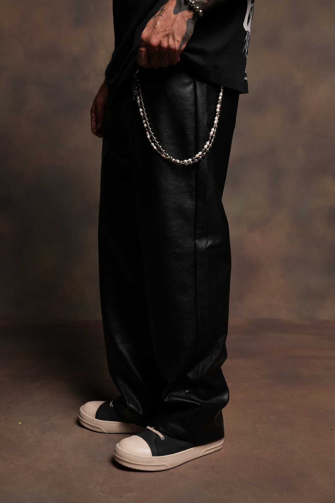 Wolf Pyramid Axel Low Rise Leather Pant In Black