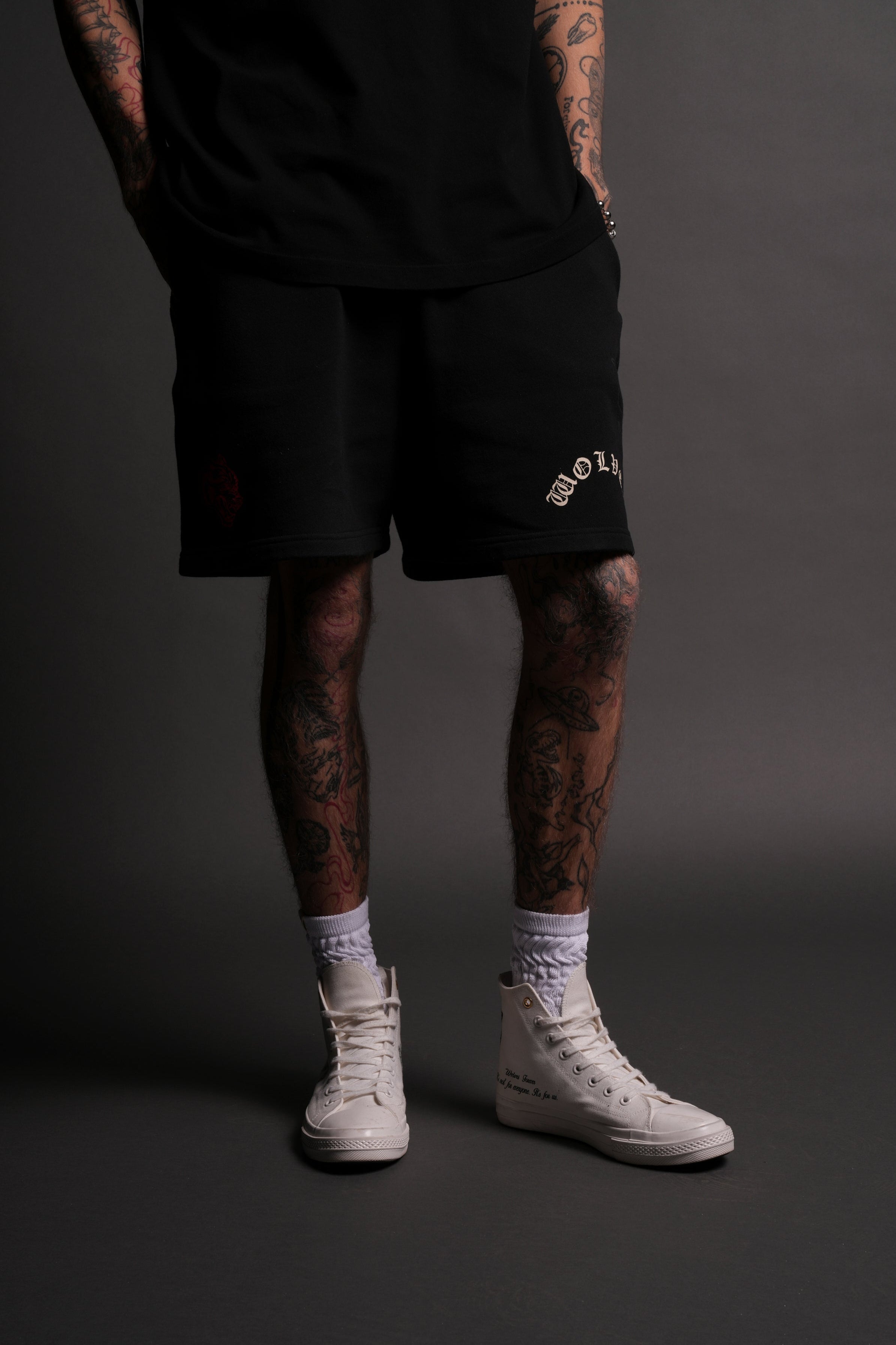 Live Or Die Oversized Post Lounge Sweat Shorts in Black