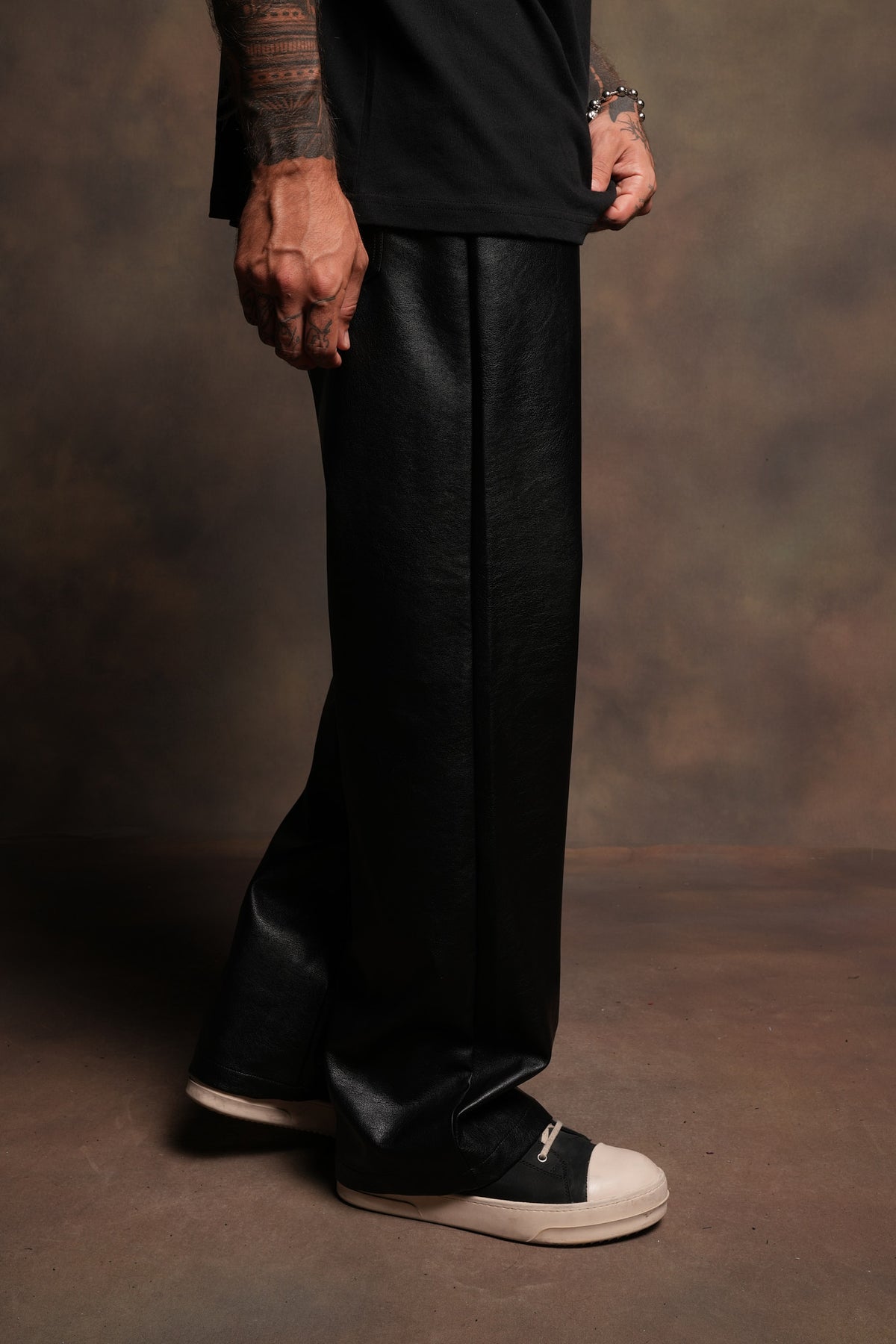 Wolf Pyramid Axel Low Rise Leather Pant In Black