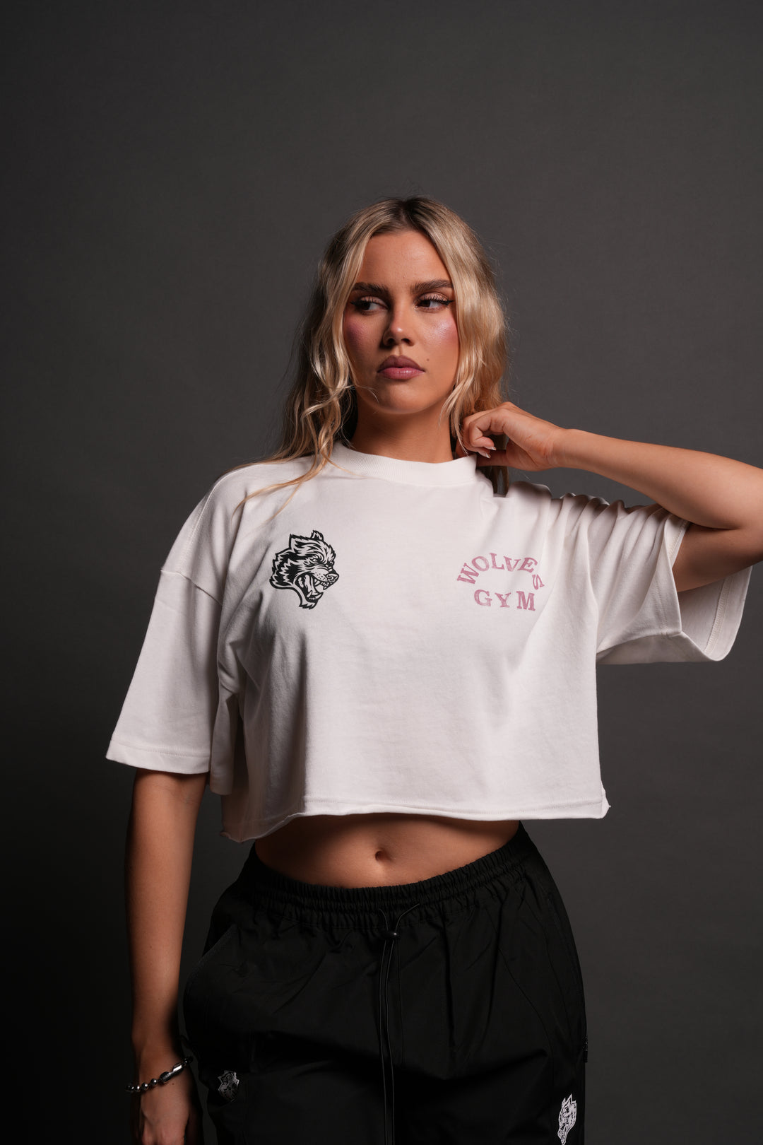 Wolves Gym V2 "Premium" Oversized (Cropped) Tee in Cream