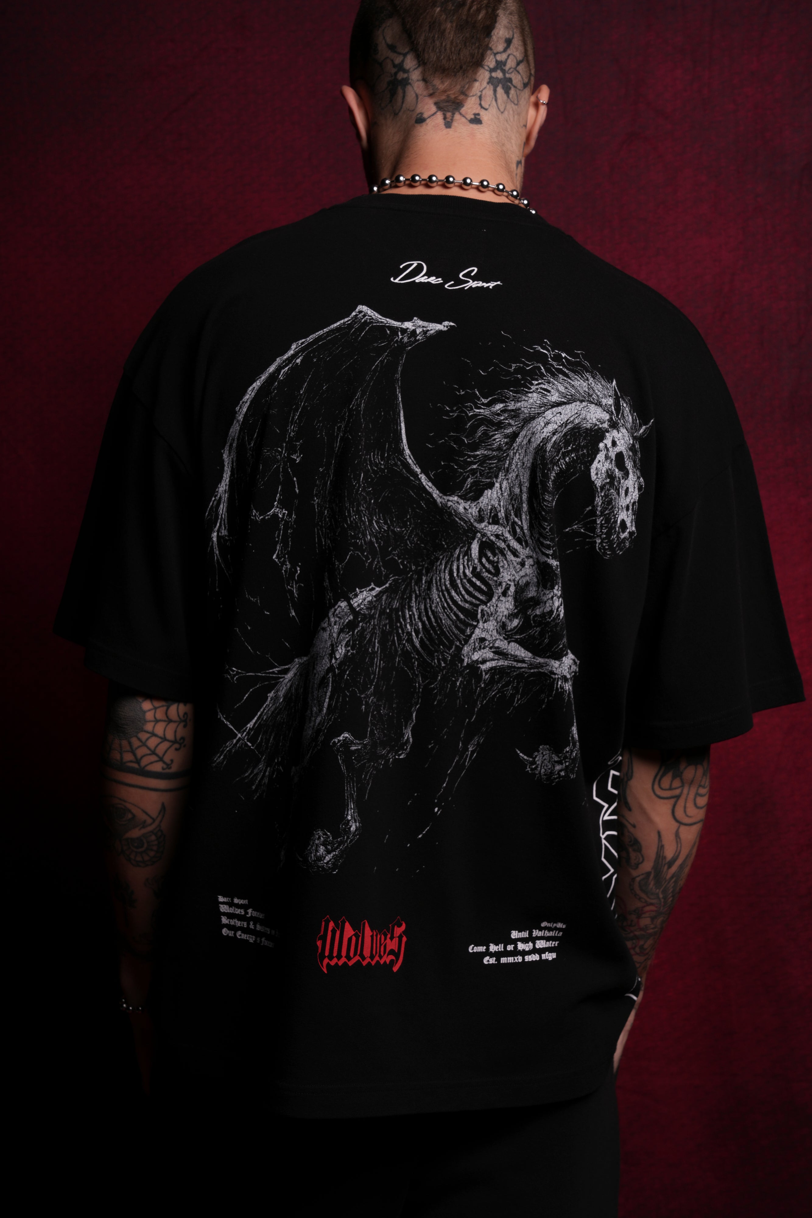 Darc Pegasus "Side By Side" Oversized Tee in Black