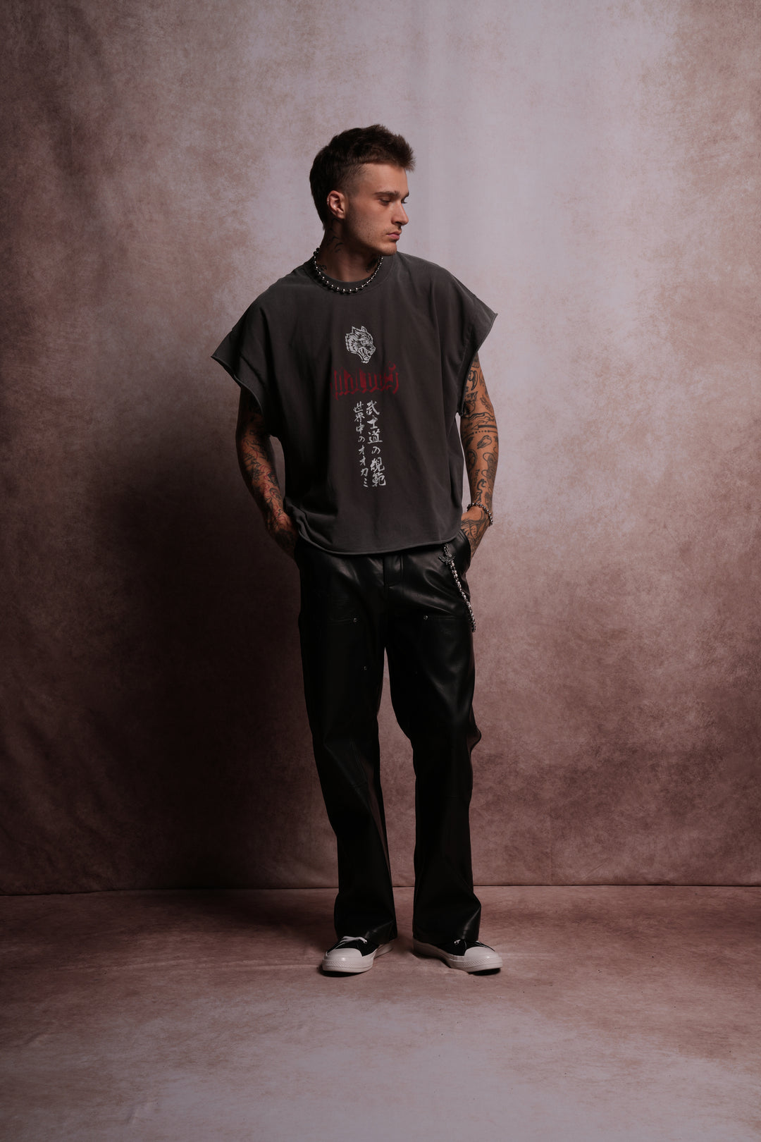 Darc Infernal Grunge Cut-Off Tee in Wolf Gray
