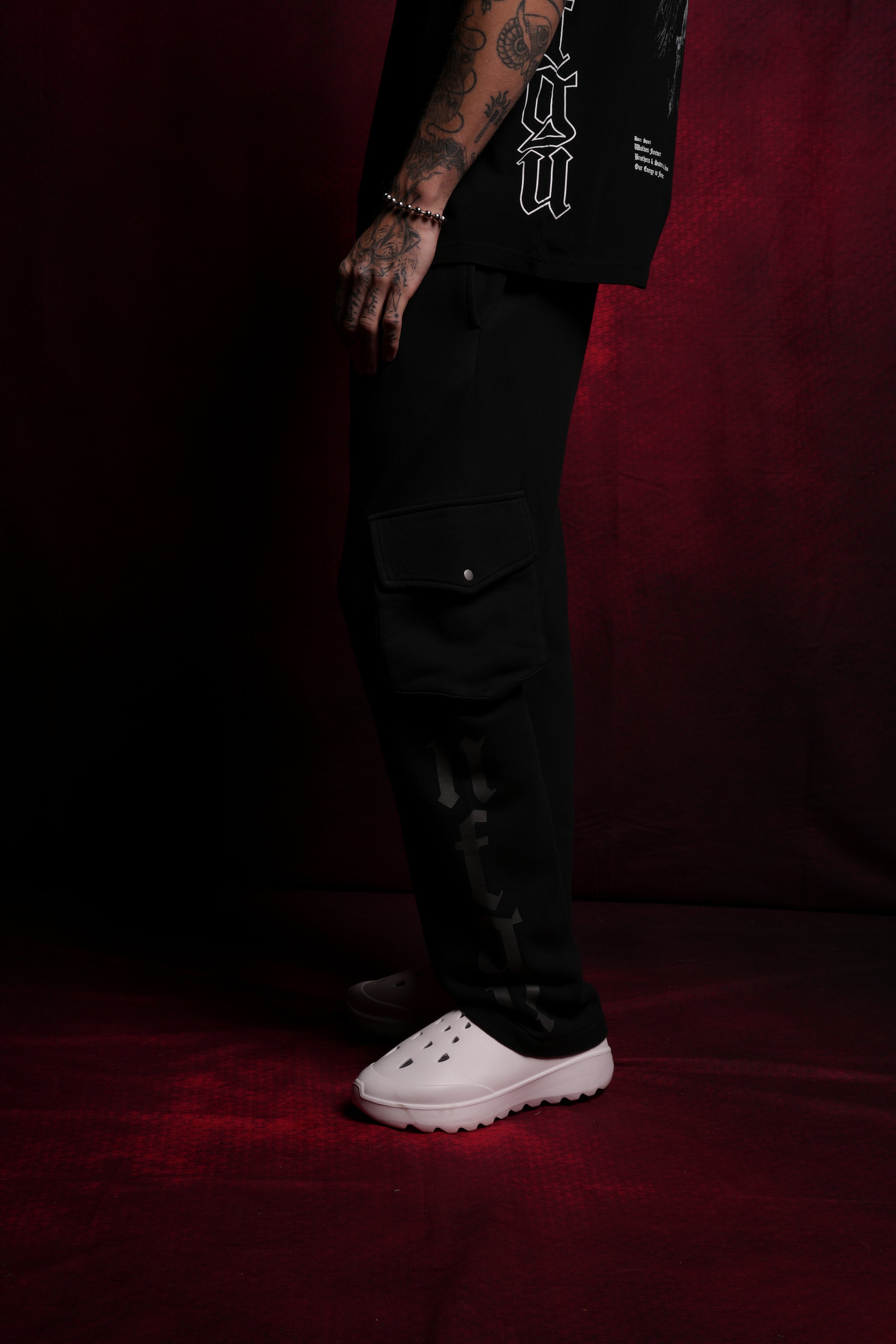 Our Mantra Bigelow Cargo Sweat Pants in Black