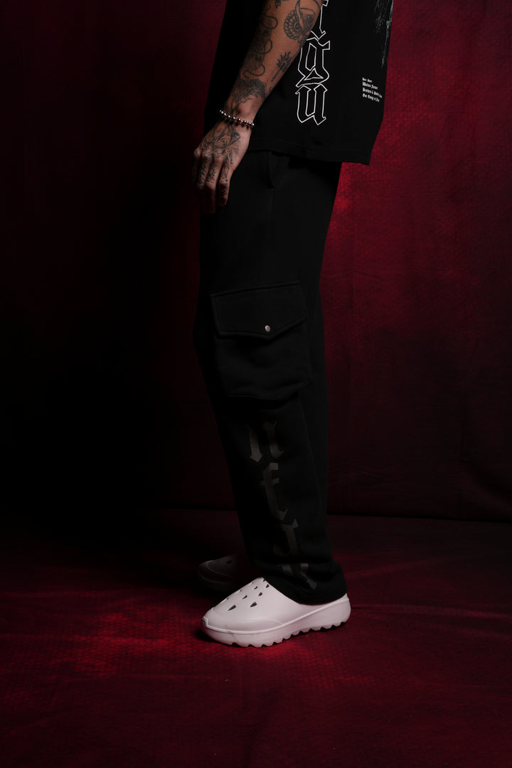 Our Mantra Bigelow Cargo Sweat Pants in Black