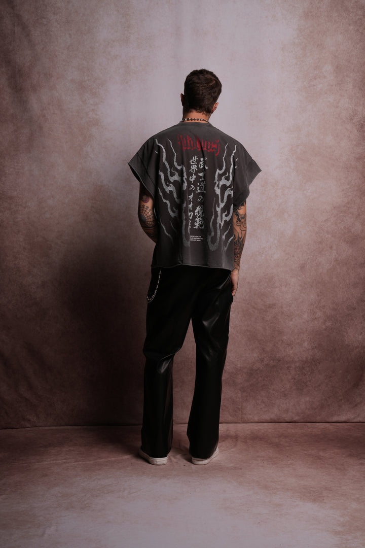 Darc Infernal Grunge Cut-Off Tee in Wolf Gray
