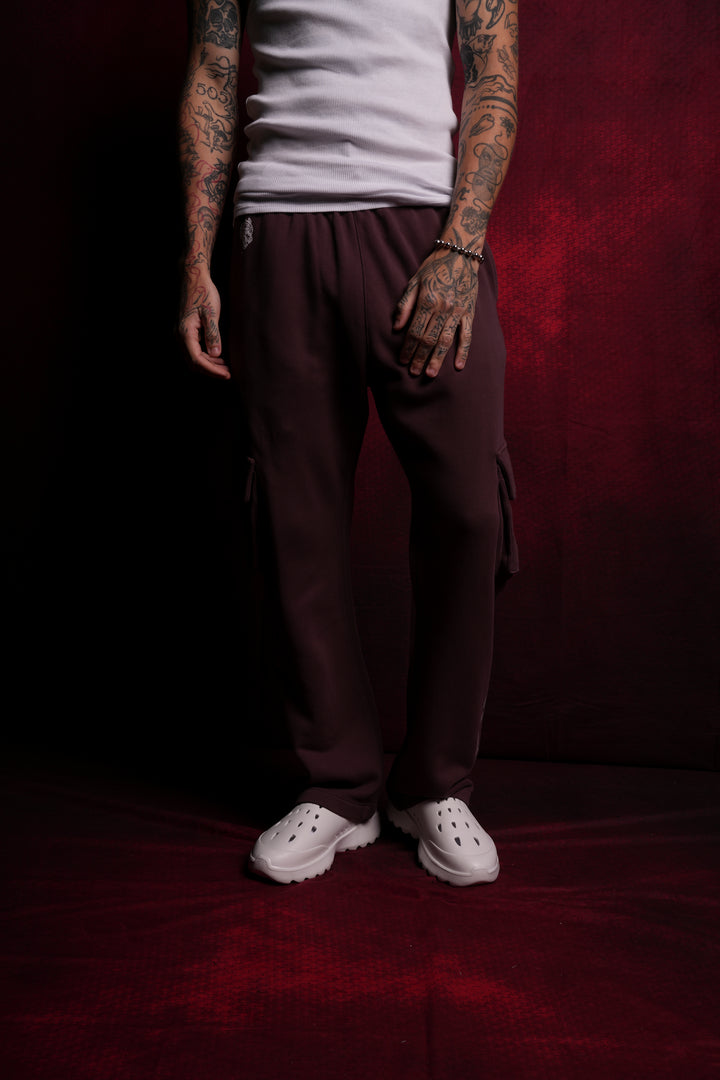 Our Mantra Bigelow Cargo Sweat Pants in Darc Purple