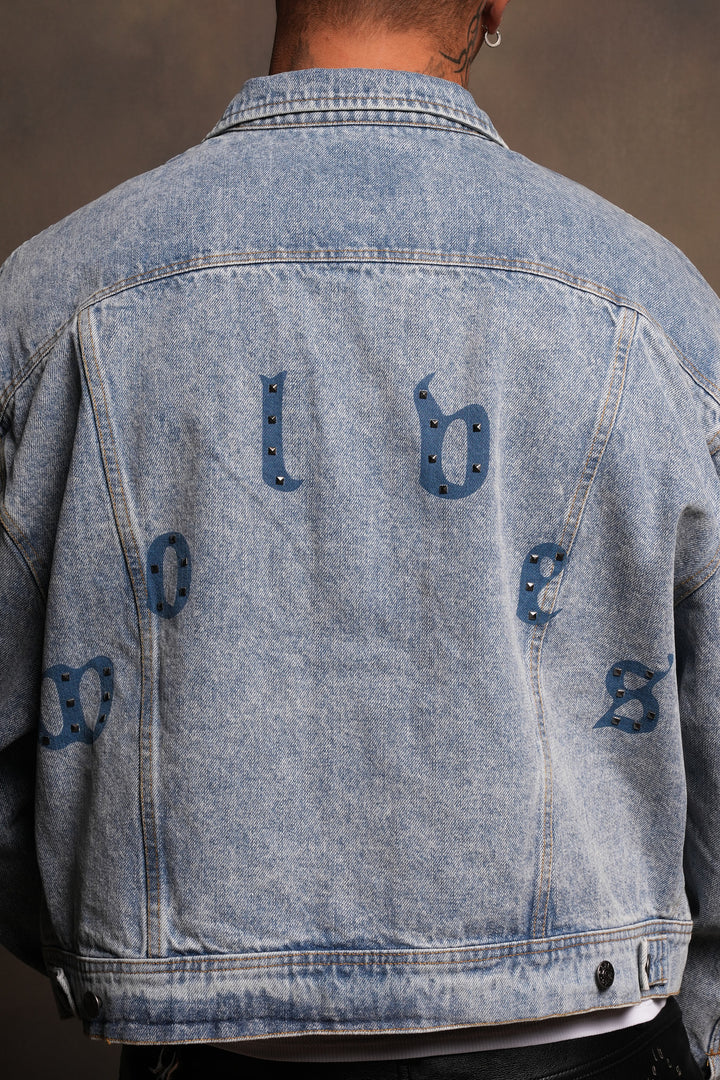 Nuestra Senora Cropped American Denim Jacket In Light Wash