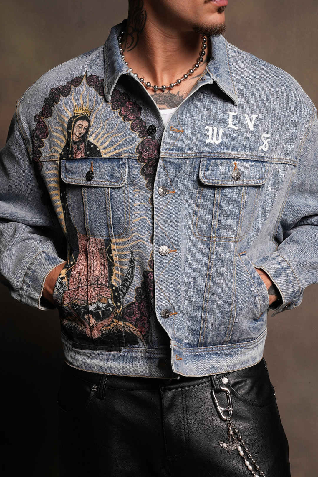 Nuestra Senora Cropped American Denim Jacket In Light Wash