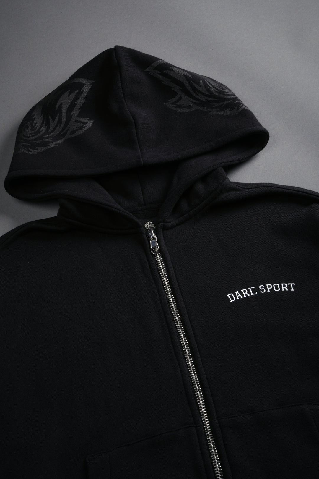 Inner Wolf Vex Double Zip Hoodie in Black