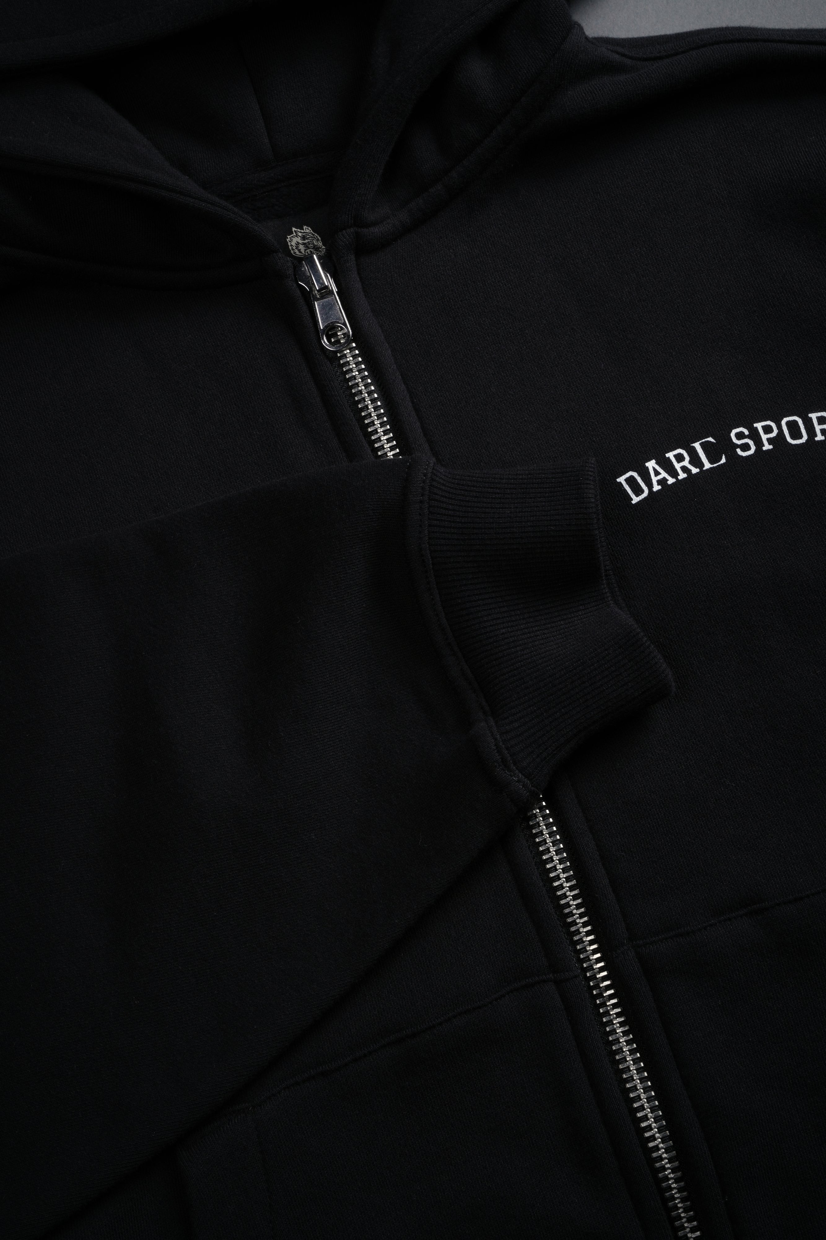 Inner Wolf Vex Double Zip Hoodie in Black