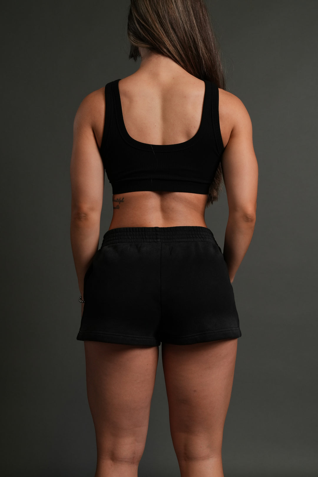 Finite Flame Ellie Sweat Shorts in Black Drift Wash