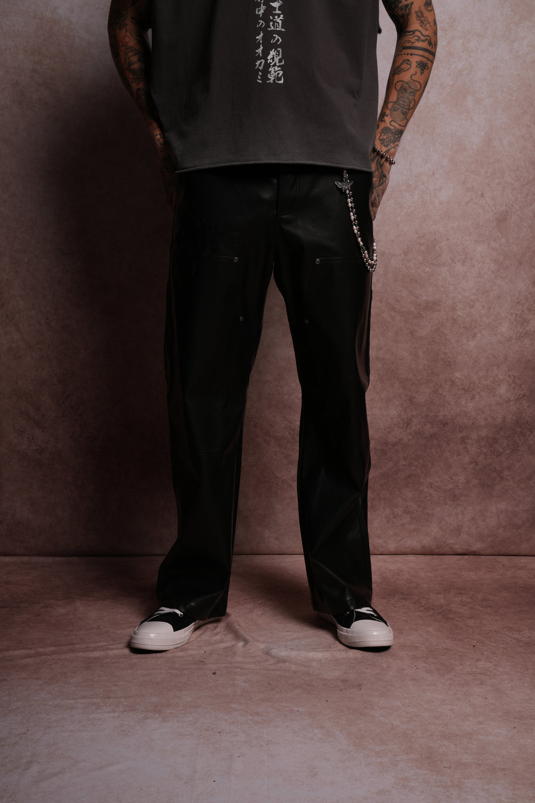 Embossed Leather Hoffa V2 Pants in Black