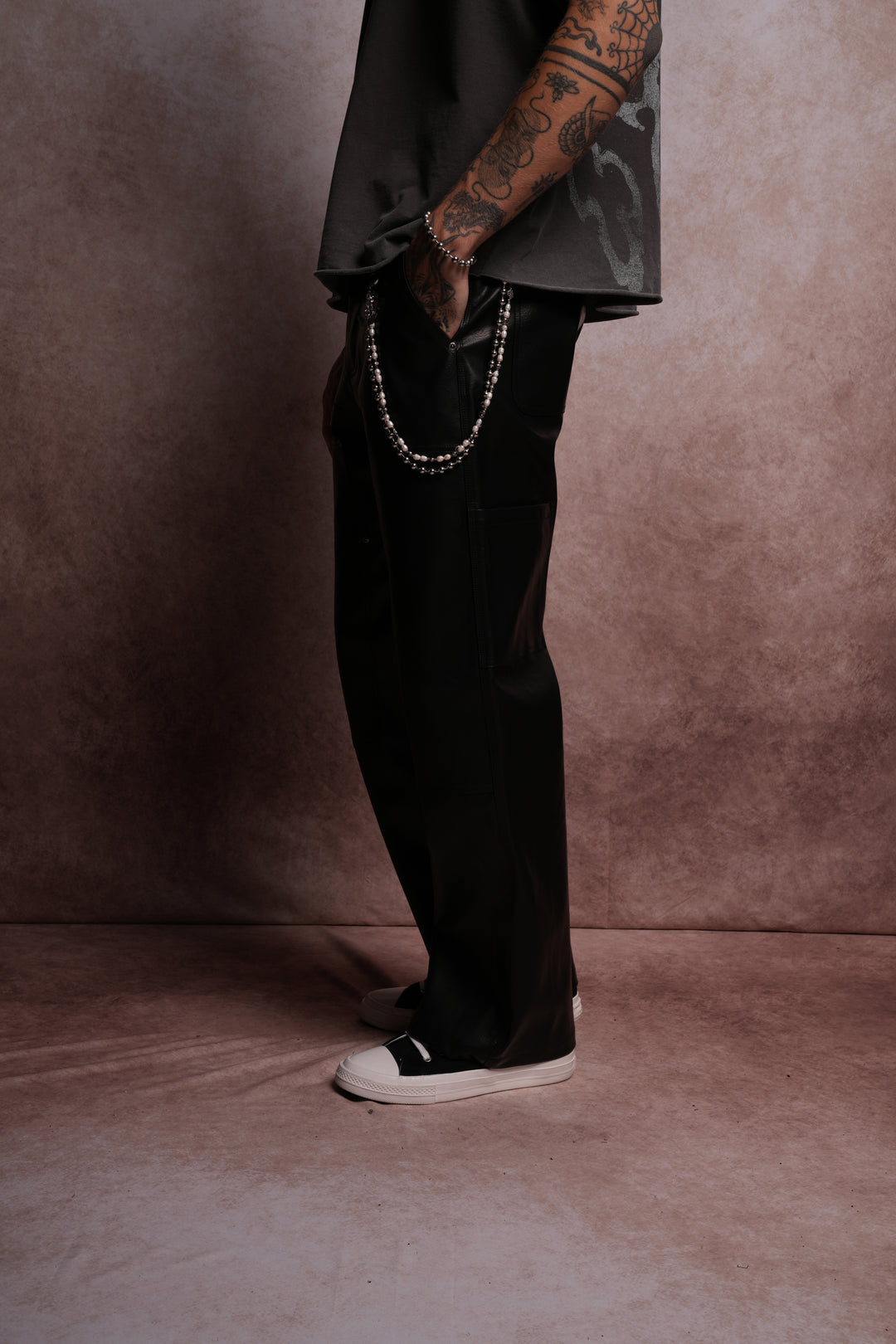 Embossed Leather Hoffa V2 Pants in Black