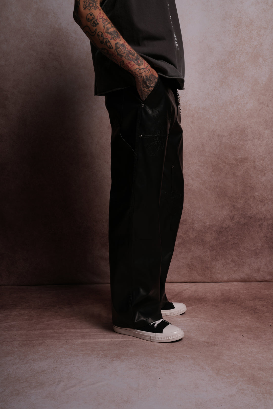 Embossed Leather Hoffa V2 Pants in Black