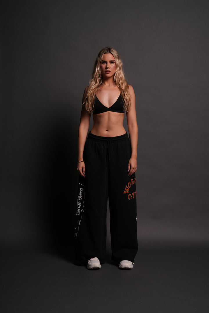 Wolves Gym V2 Oversized Omen Sweat Pants in Black