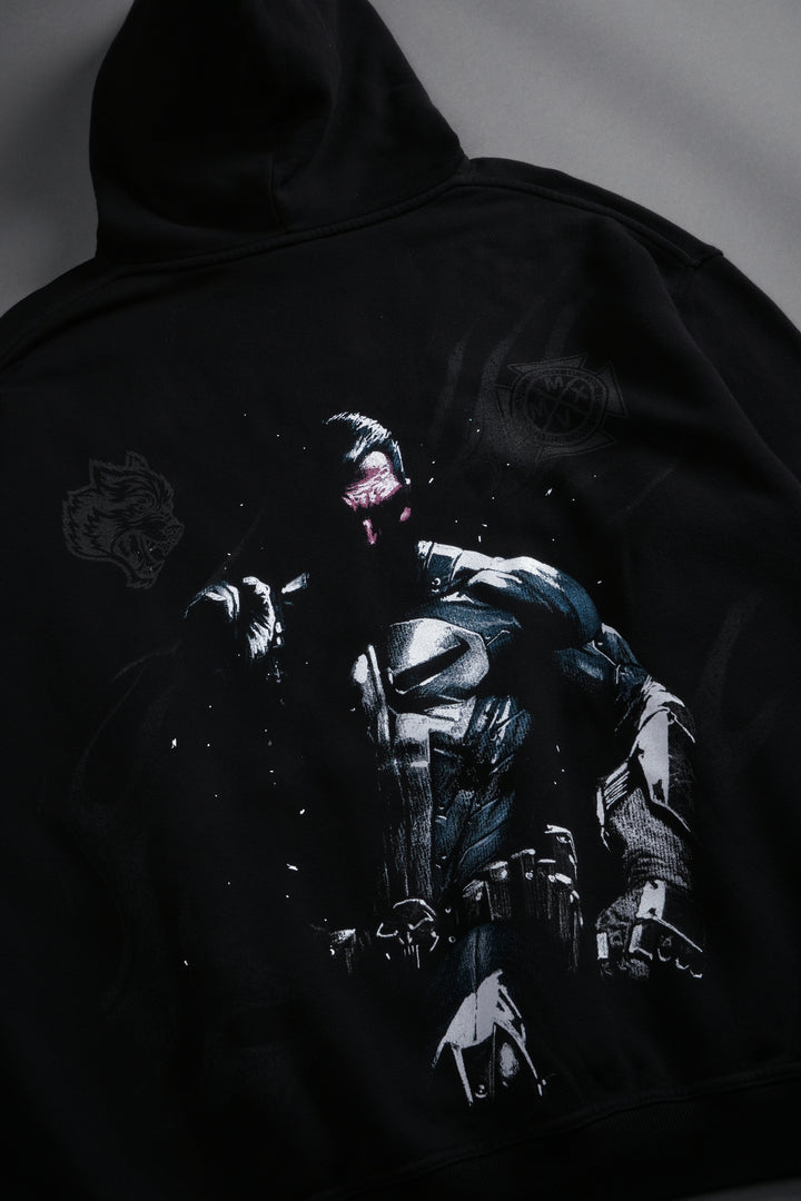Punisher "Box Cut" Pierce Hoodie in Black