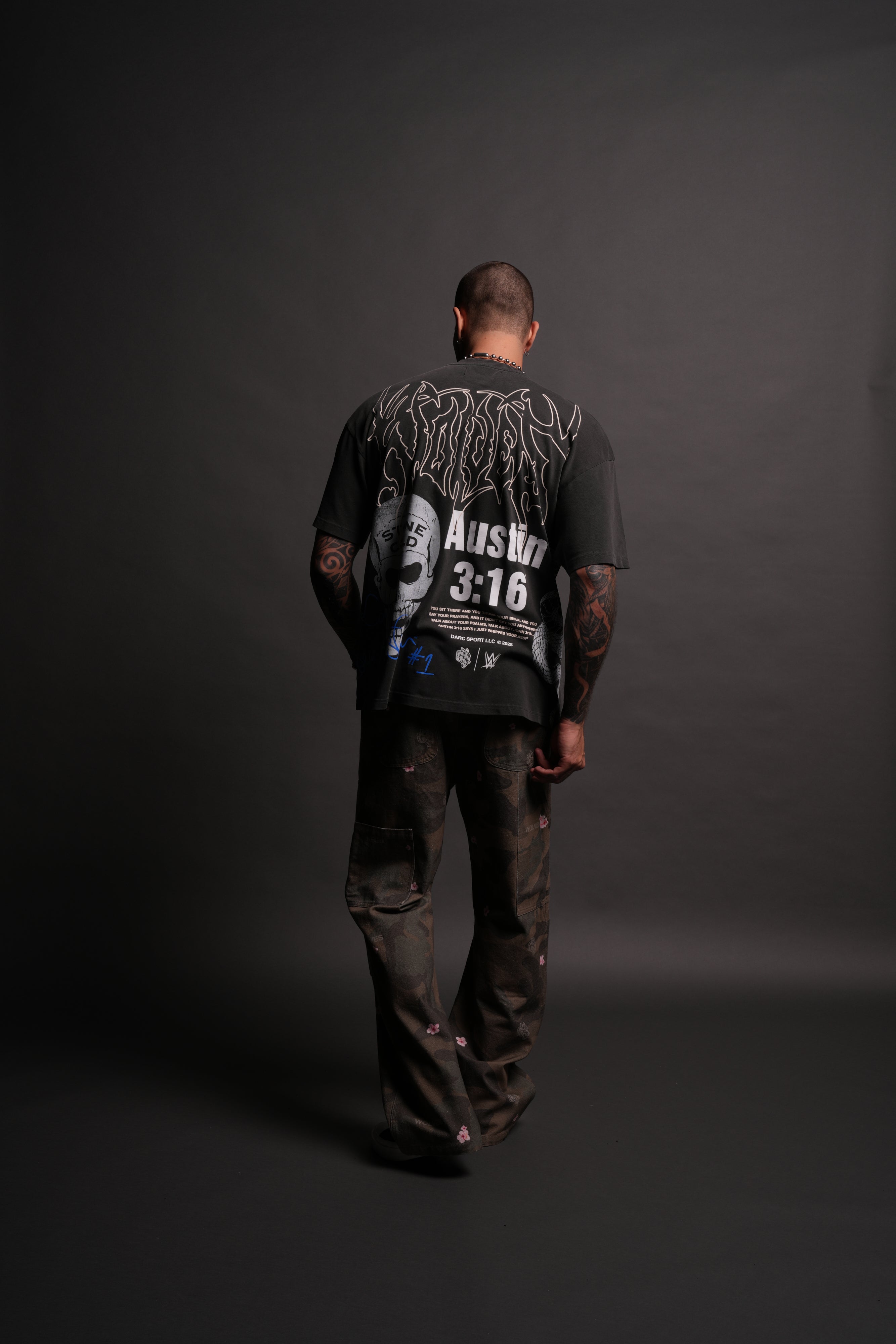 Austin 3:16 "Premium" Oversized Tee in Wolf Gray