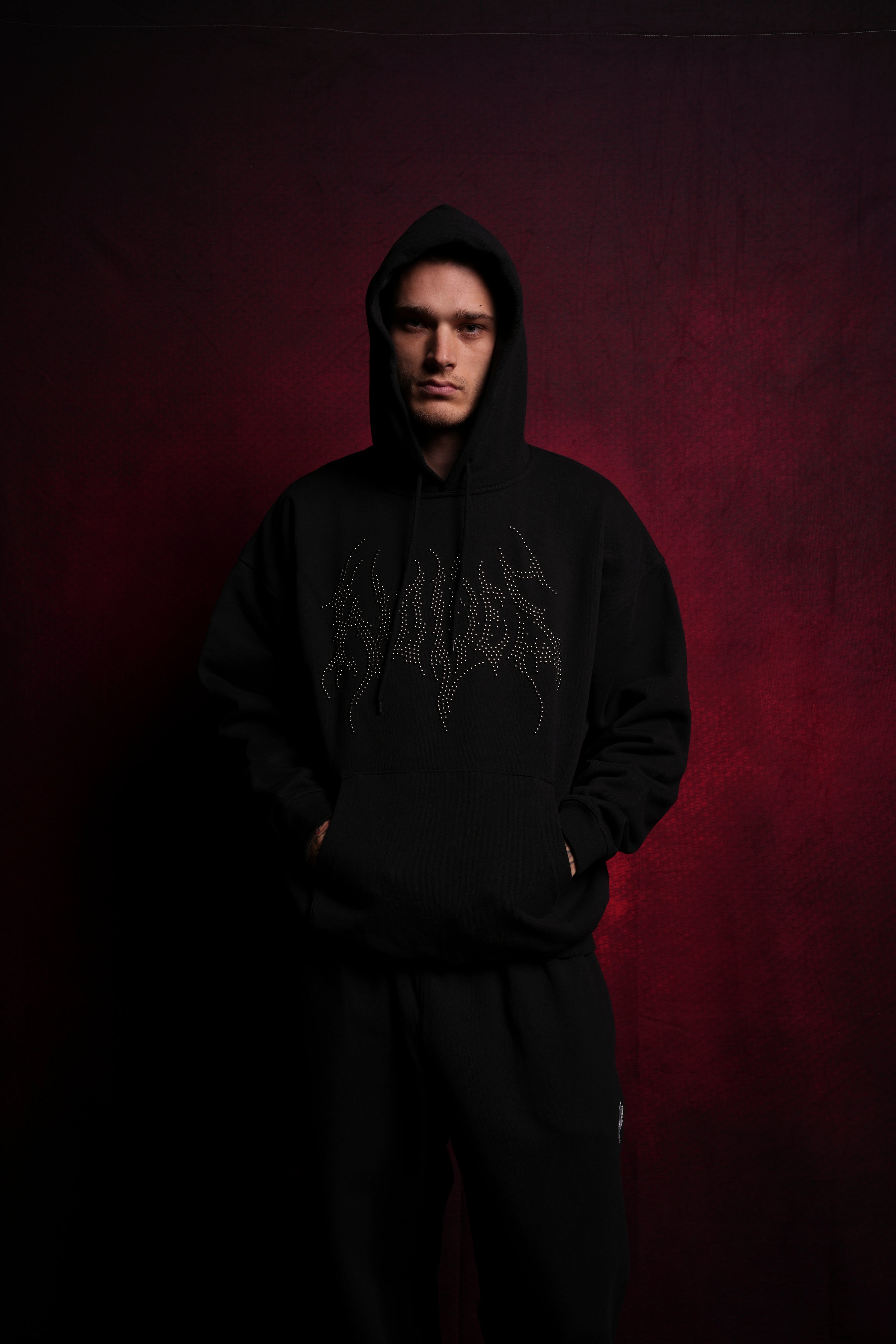 Hesh Stud "Grunge" Hoodie in Black