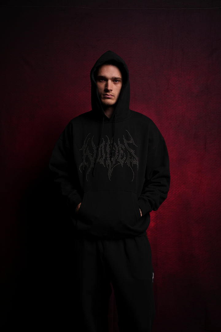 Hesh Stud "Grunge" Hoodie in Black