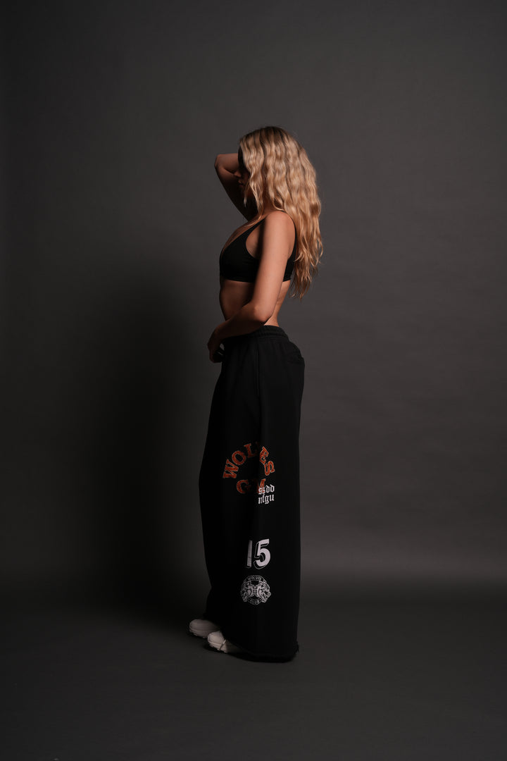 Wolves Gym V2 Oversized Omen Sweat Pants in Black