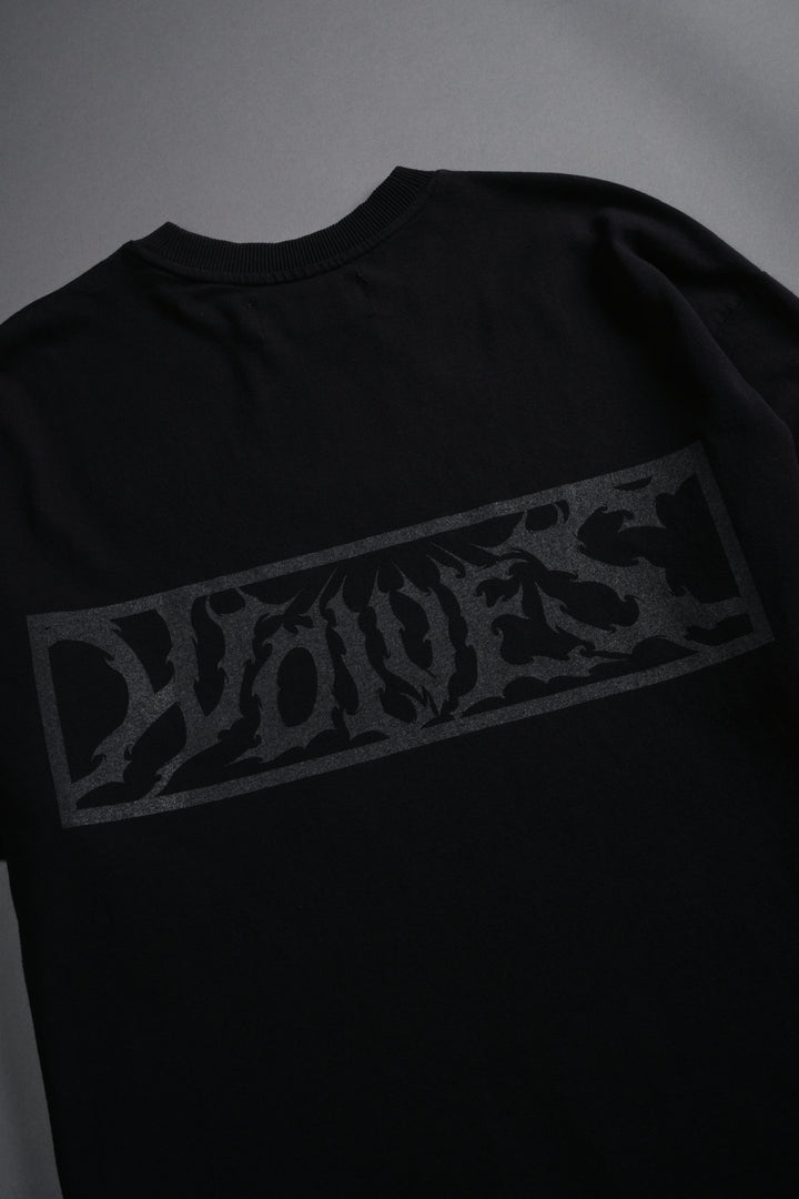 Punisher Grunge Mid-Length Raw Hem Tee in Black