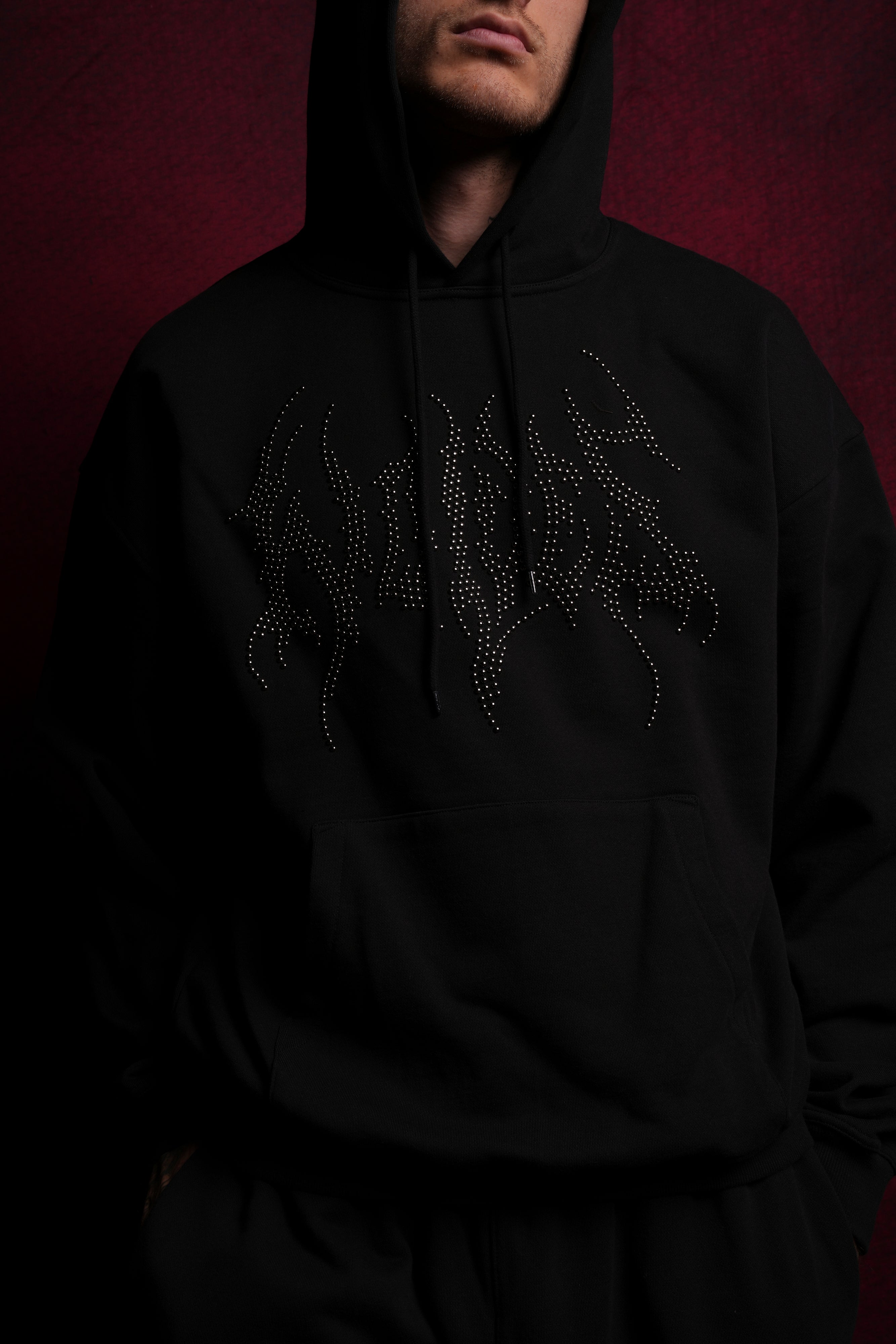Hesh Stud "Grunge" Hoodie in Black