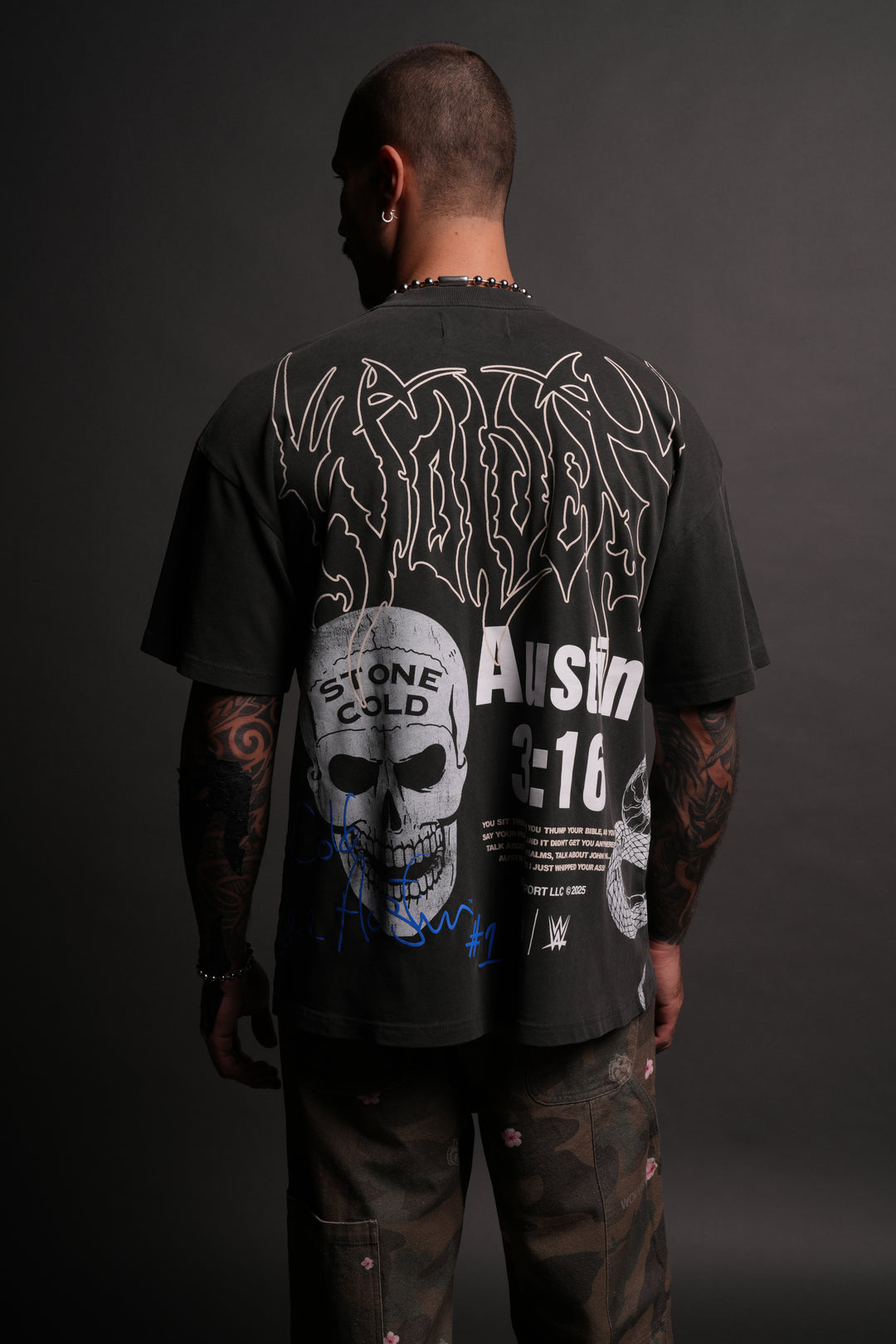 Austin 3:16 "Premium" Oversized Tee in Wolf Gray