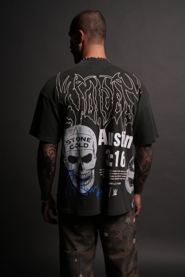 Austin 3:16 "Premium" Oversized Tee in Wolf Gray