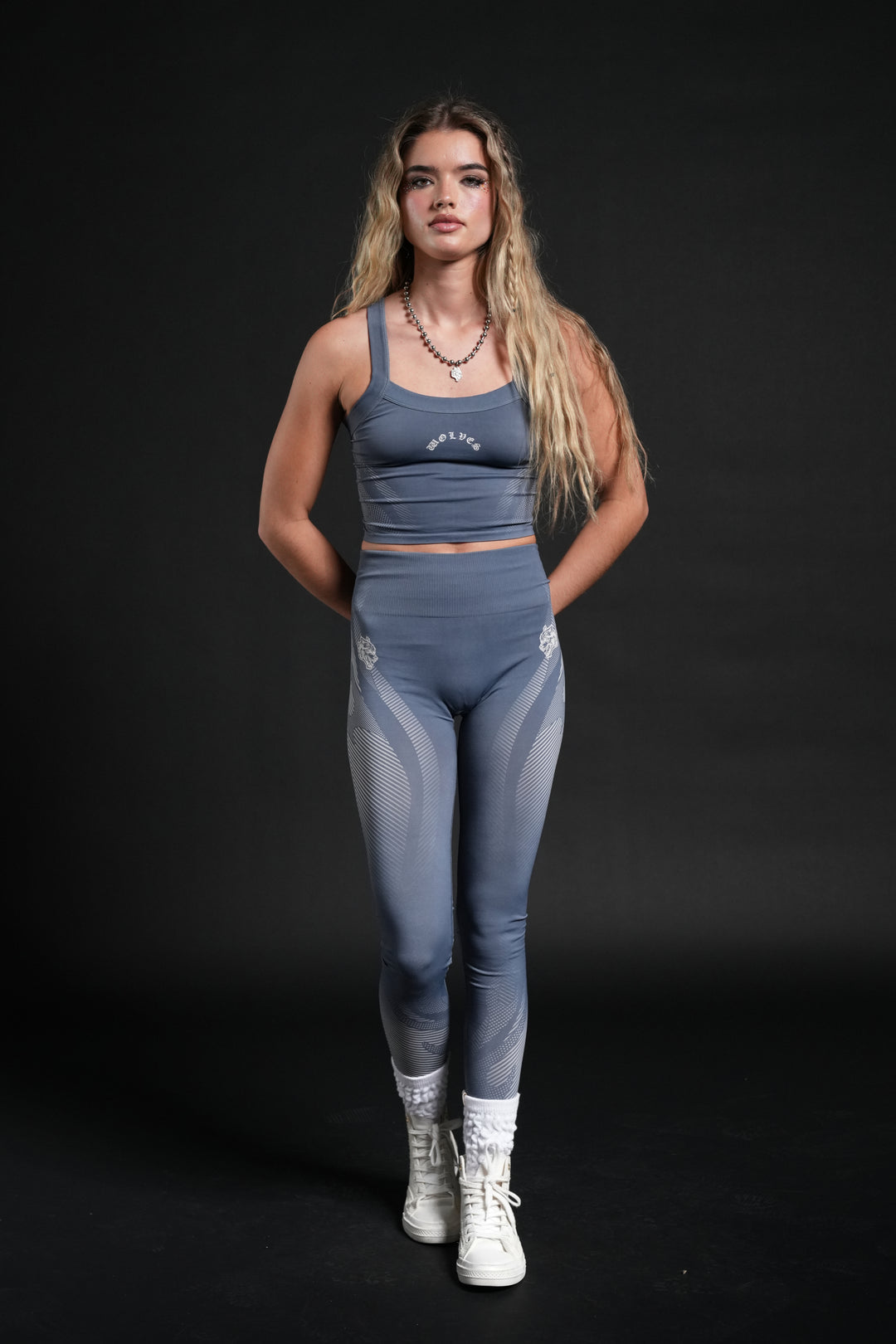 Moto Halftone Hannah Soft Seamless Tank in Charcoal Blue