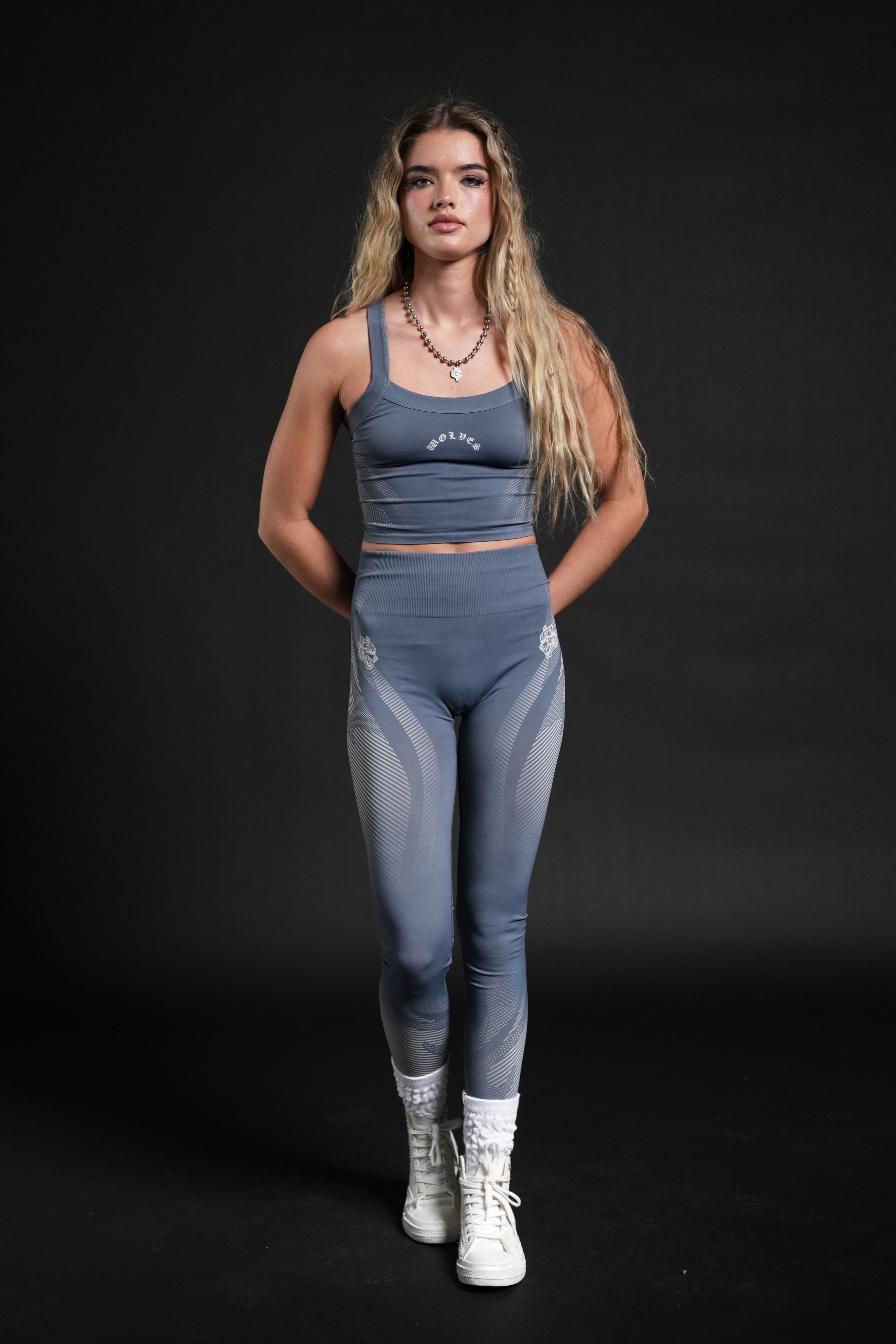 Moto Halftone Hannah Soft Seamless Tank in Charcoal Blue