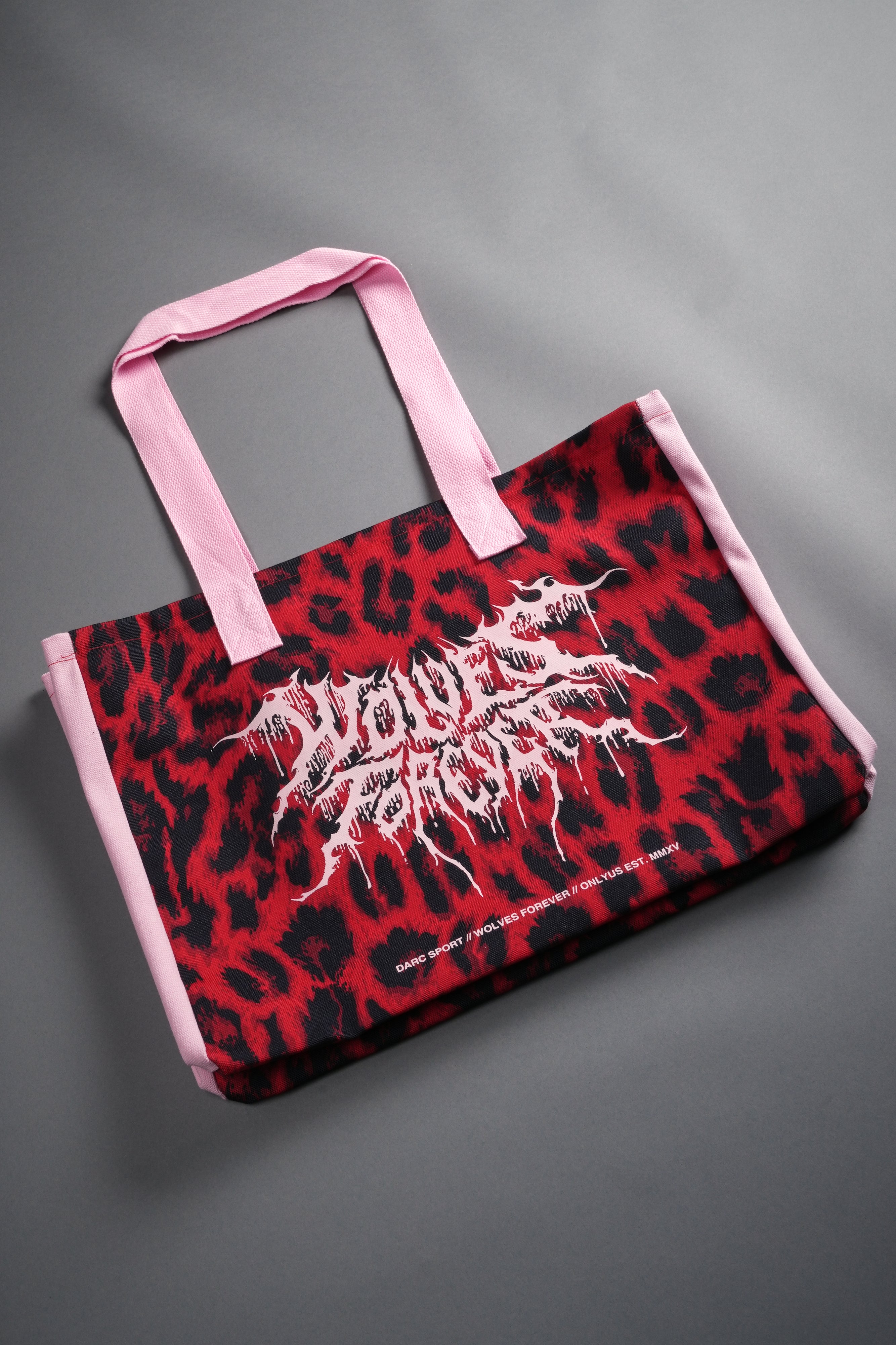 Moth Forever Canvas Tote in Red Leopard/Cloud Pink