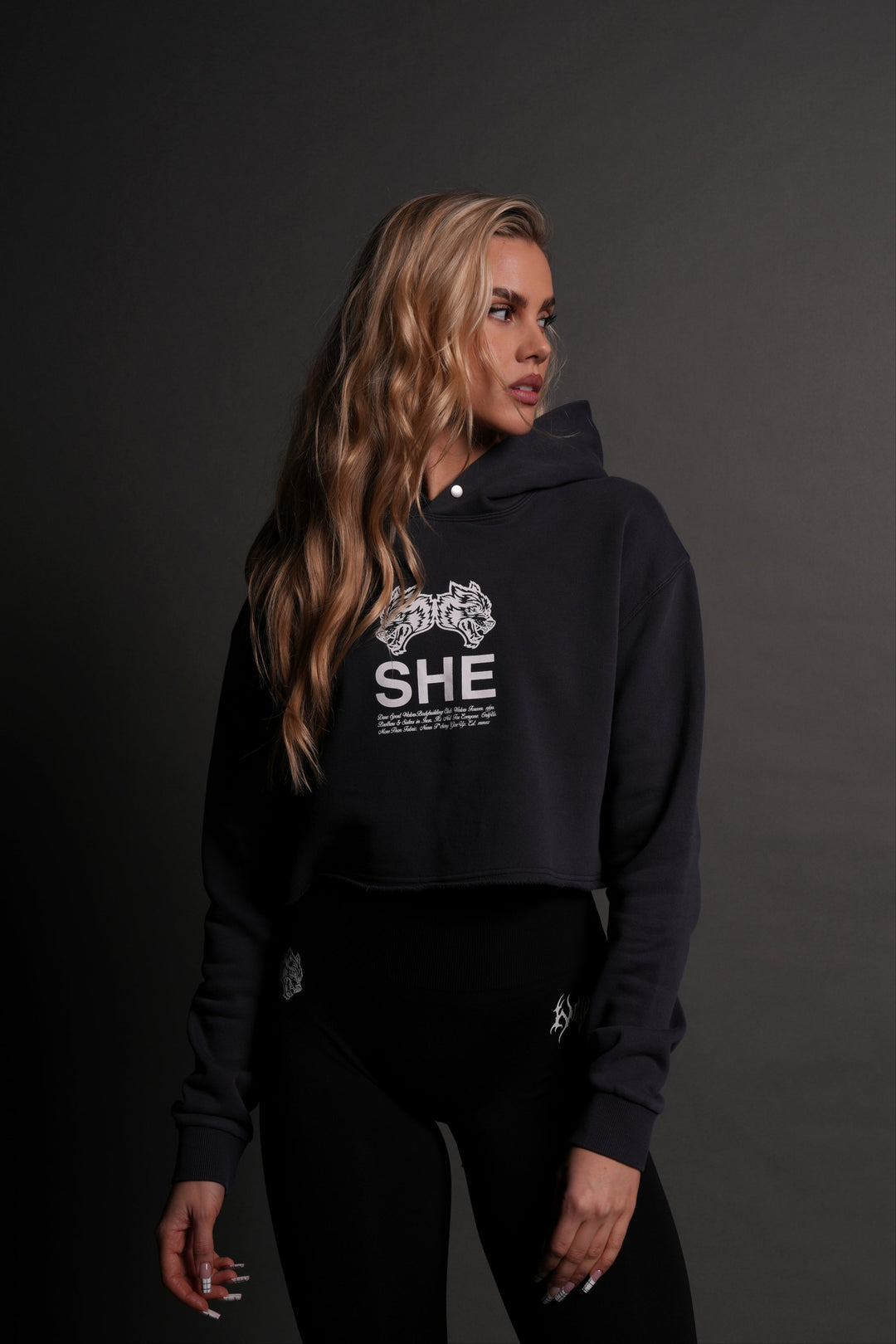 Gritty "Pierce" (Cropped) Hoodie in Midnight Blue