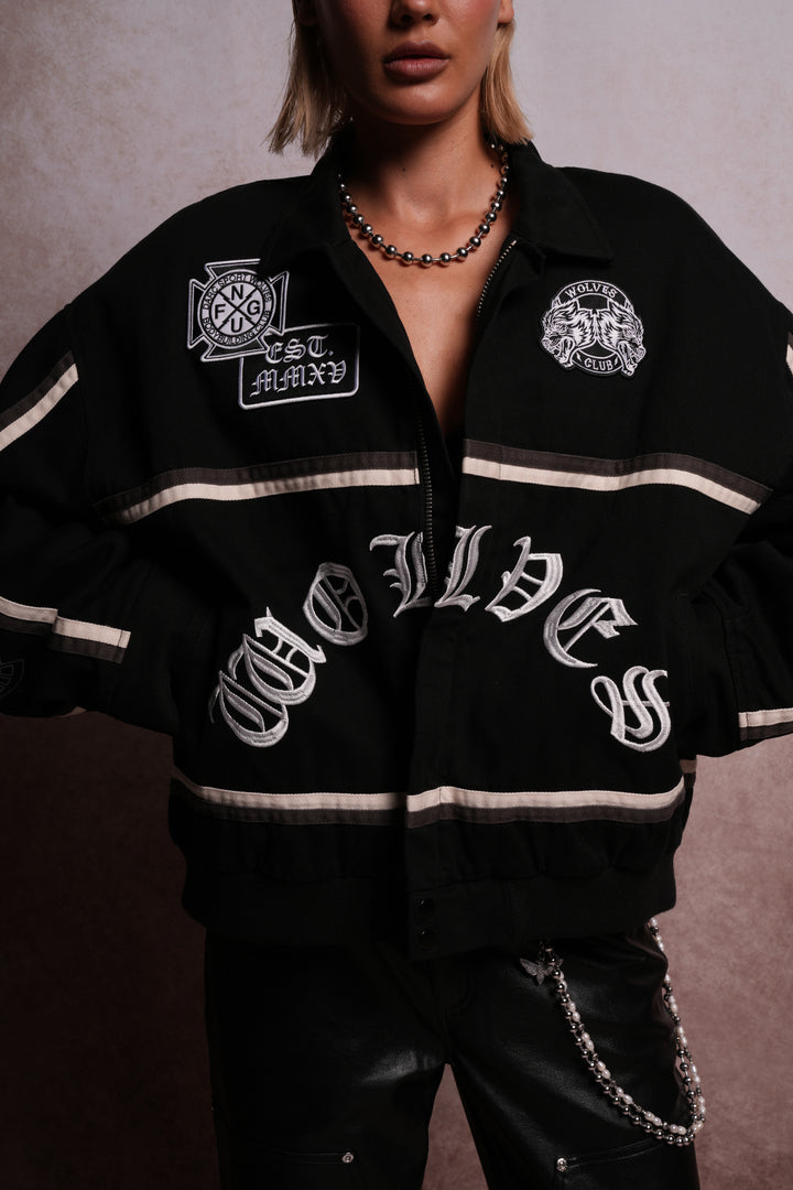 Wolves Club Chopper Big Moe Jacket in Black/Cream/Wolf Gray