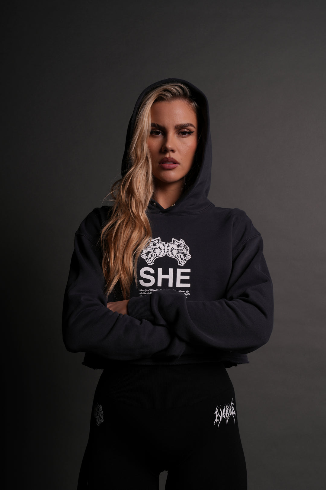 Gritty "Pierce" (Cropped) Hoodie in Midnight Blue