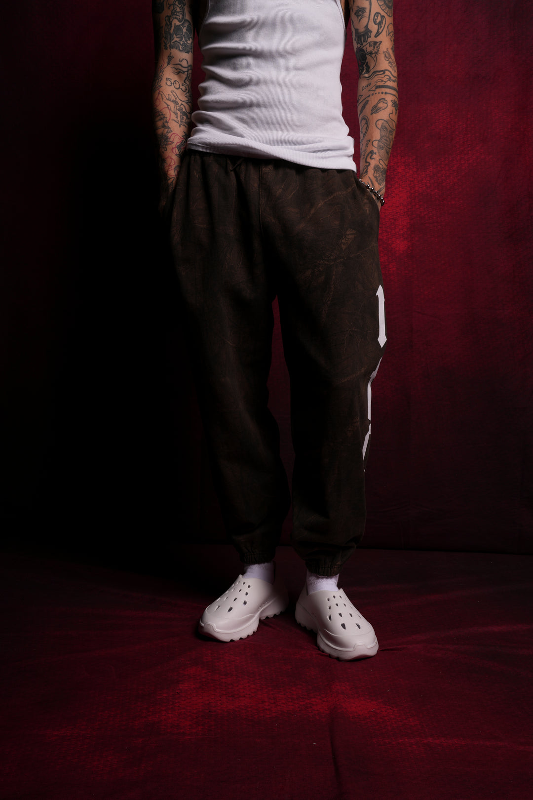 Our Mantra Lounger Sweat Pants in Brown Driftwood Forest Camo