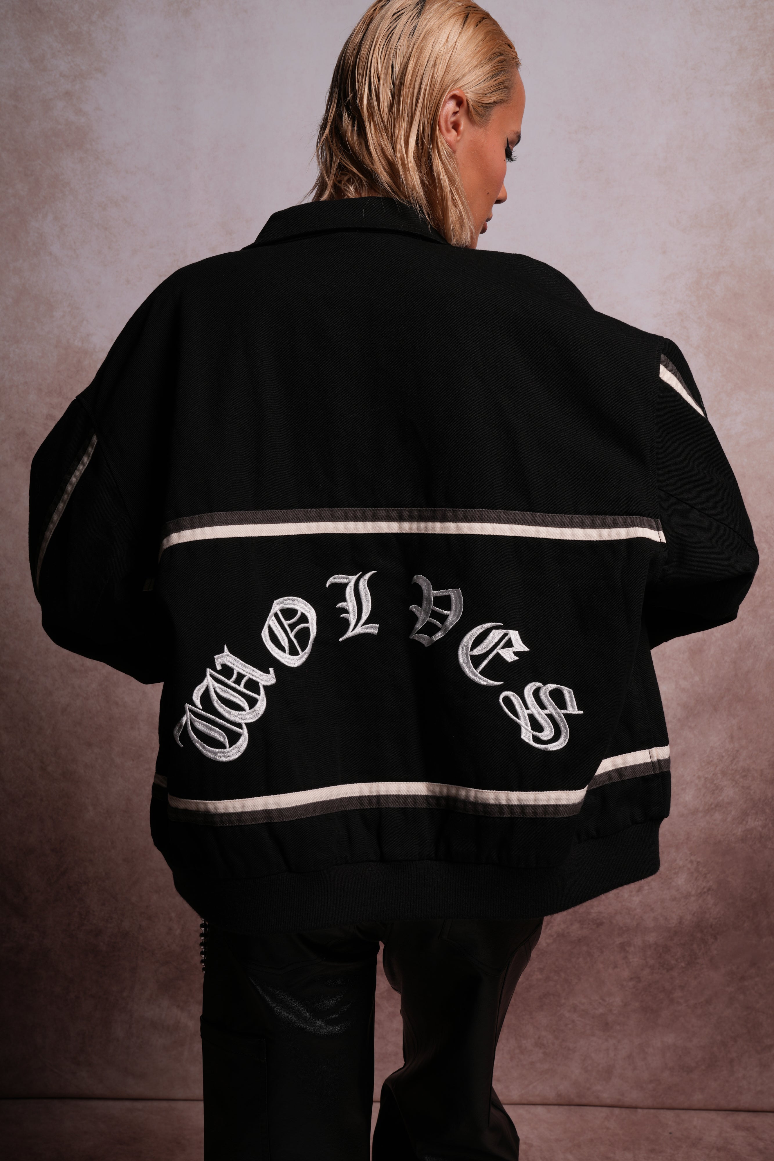 Wolves Club Chopper Big Moe Jacket in Black/Cream/Wolf Gray