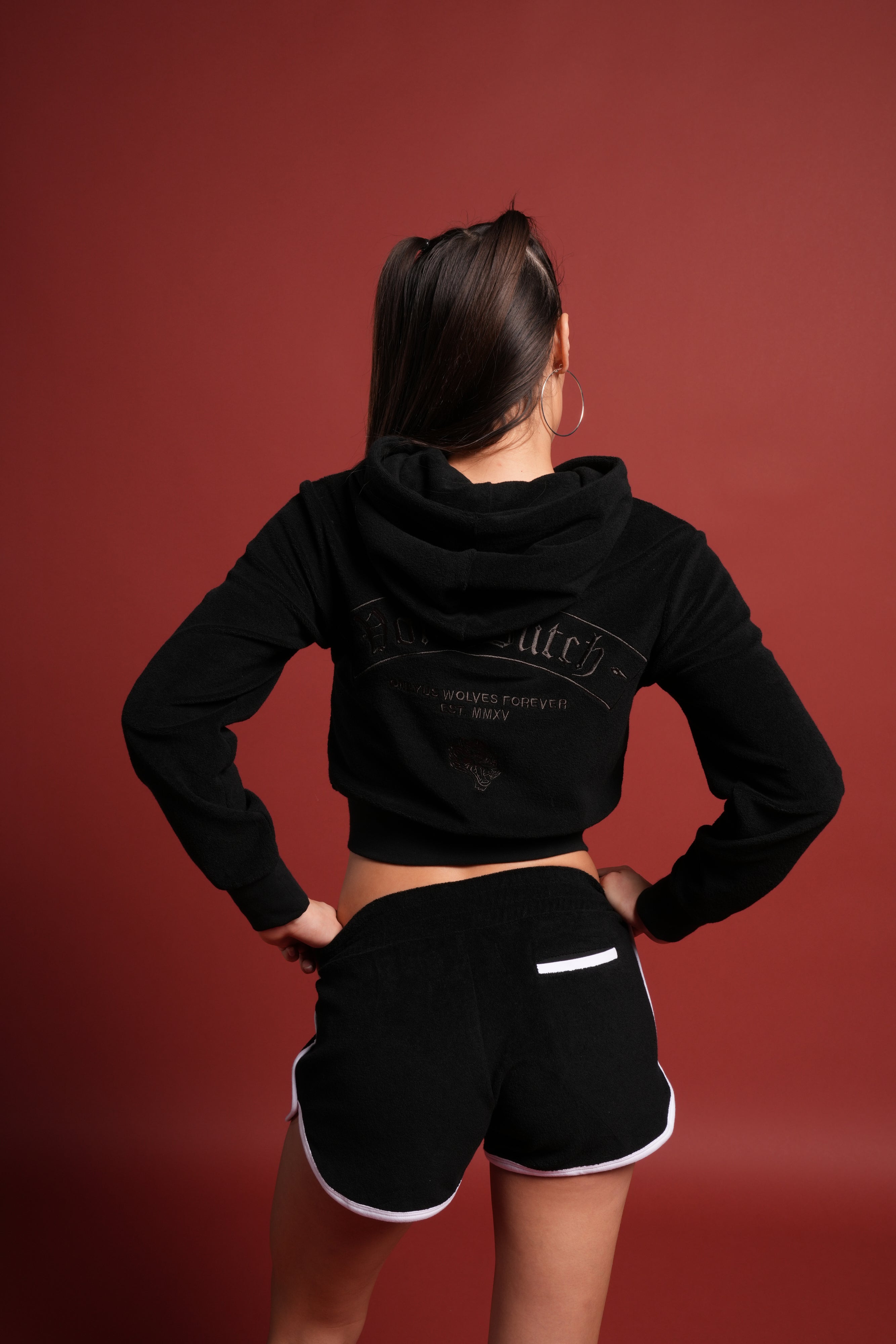 Dual Wolf Tia Track Shorts in Black