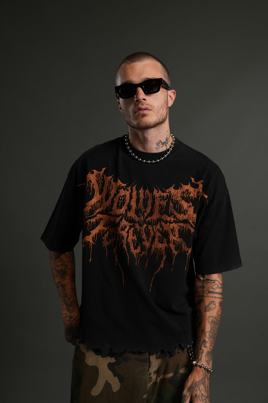 Drip Hesh Destroyed Grunge "Box Cut" Tee in Black