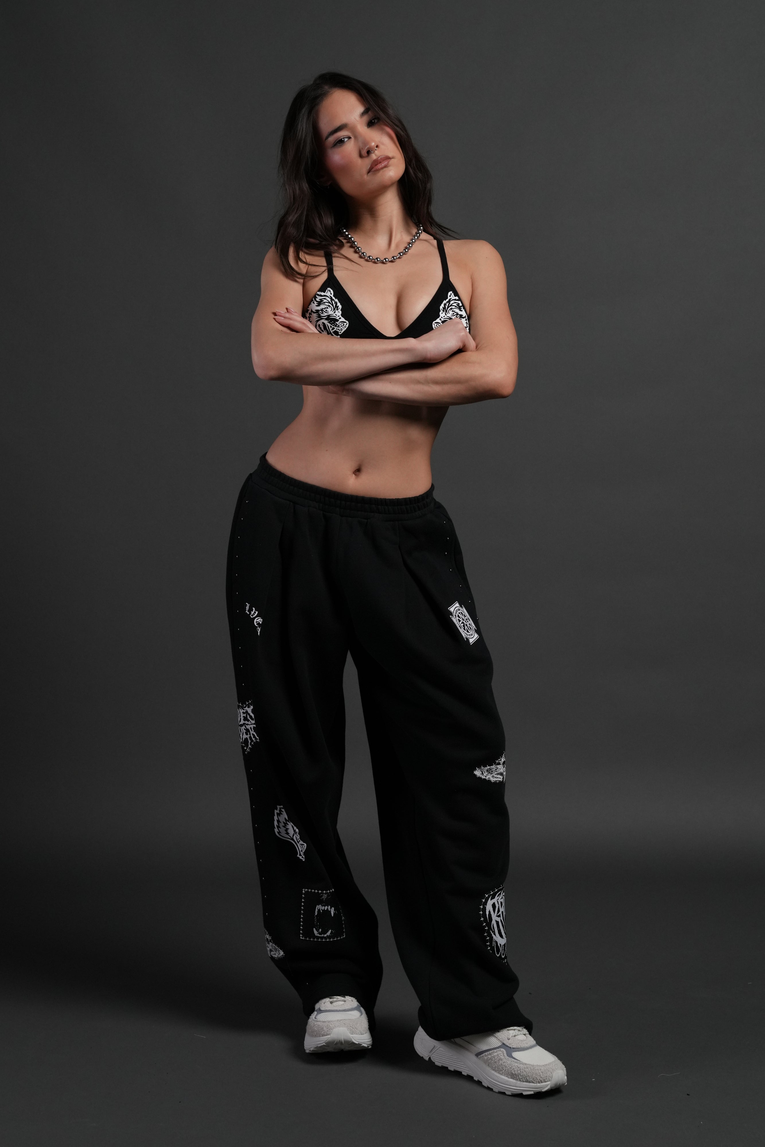 Give it Your All "Yara" Pleated Sweat Pants in Black