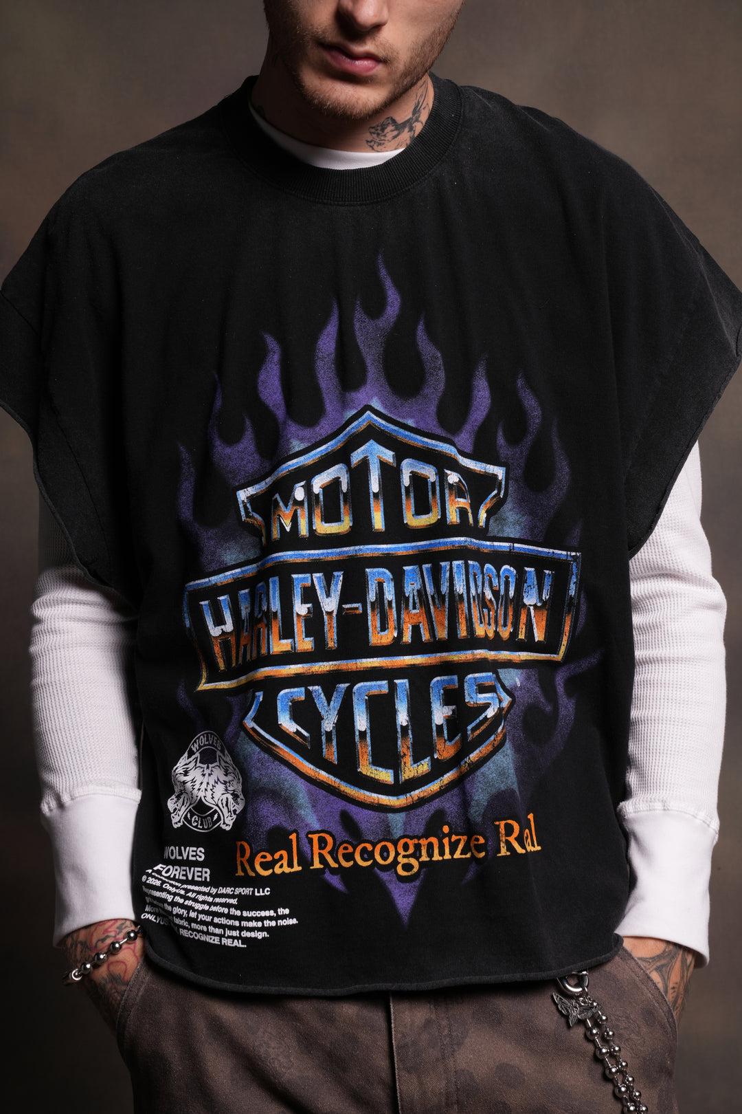 Iron Fire Grunge Cut-Off Tee in Black