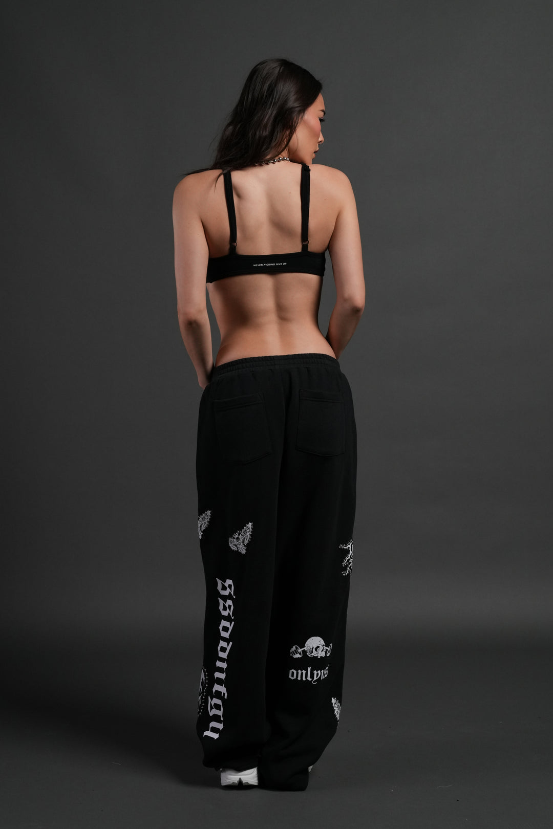 Give it Your All "Yara" Pleated Sweat Pants in Black